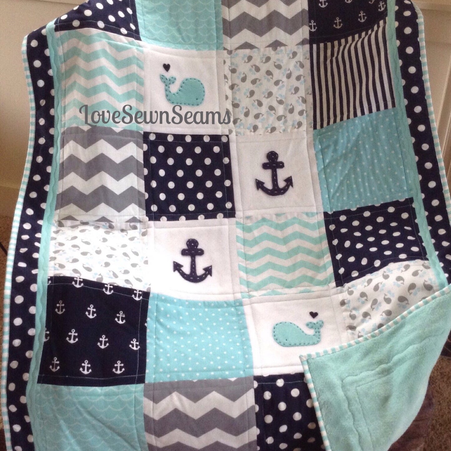 NAUTICAL Baby Quilt/Baby Quilt/Handmade/Handmade quilt/Modern baby quilt