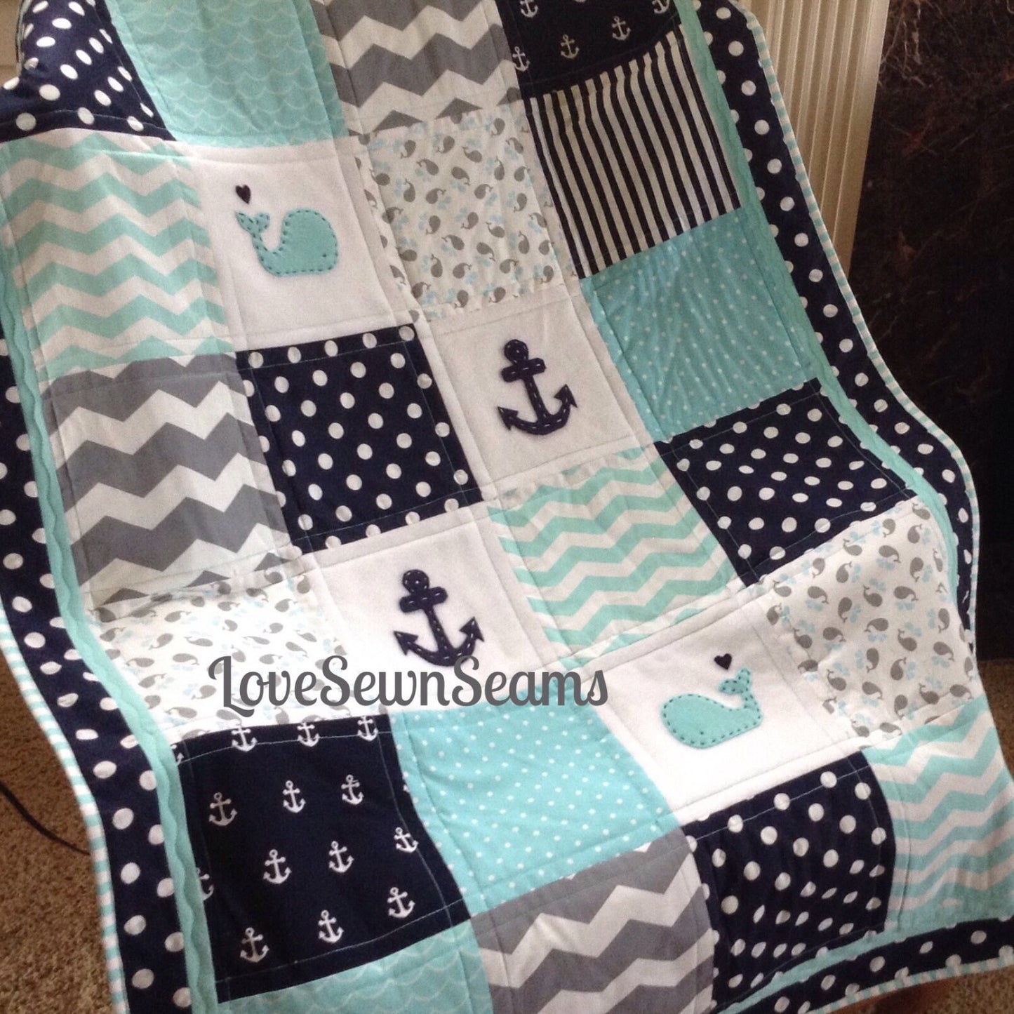 NAUTICAL Baby Quilt/Baby Quilt/Handmade/Handmade quilt/Modern baby quilt