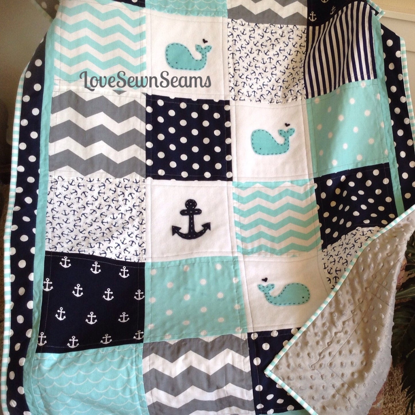 BABY Quilt/NAUTICAL Quilt/Coastal Baby Bedding/Handmade baby quilt/Made in USA