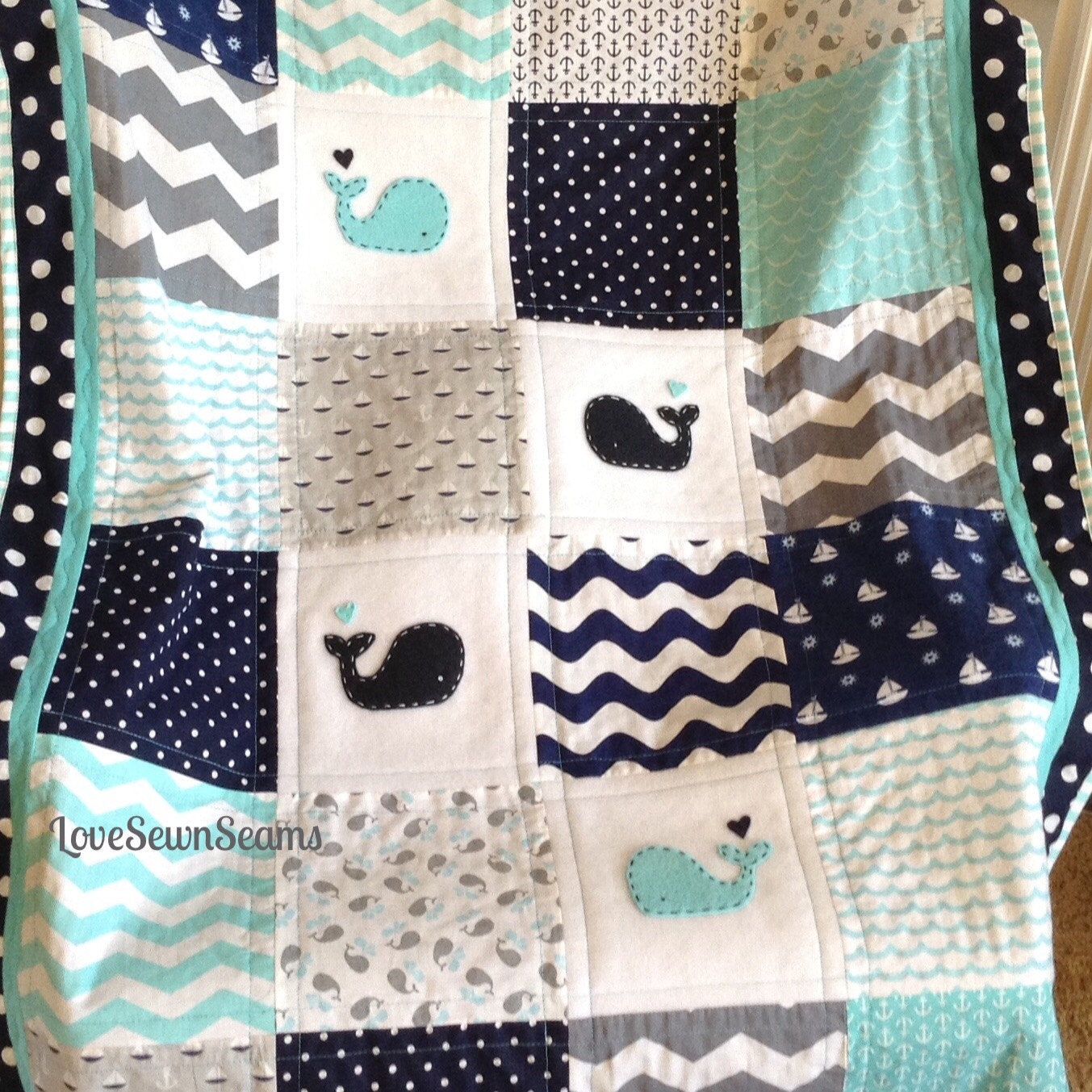BABY Quilt/NAUTICAL Quilt/Coastal Baby Bedding/Handmade baby quilt/Made in USA