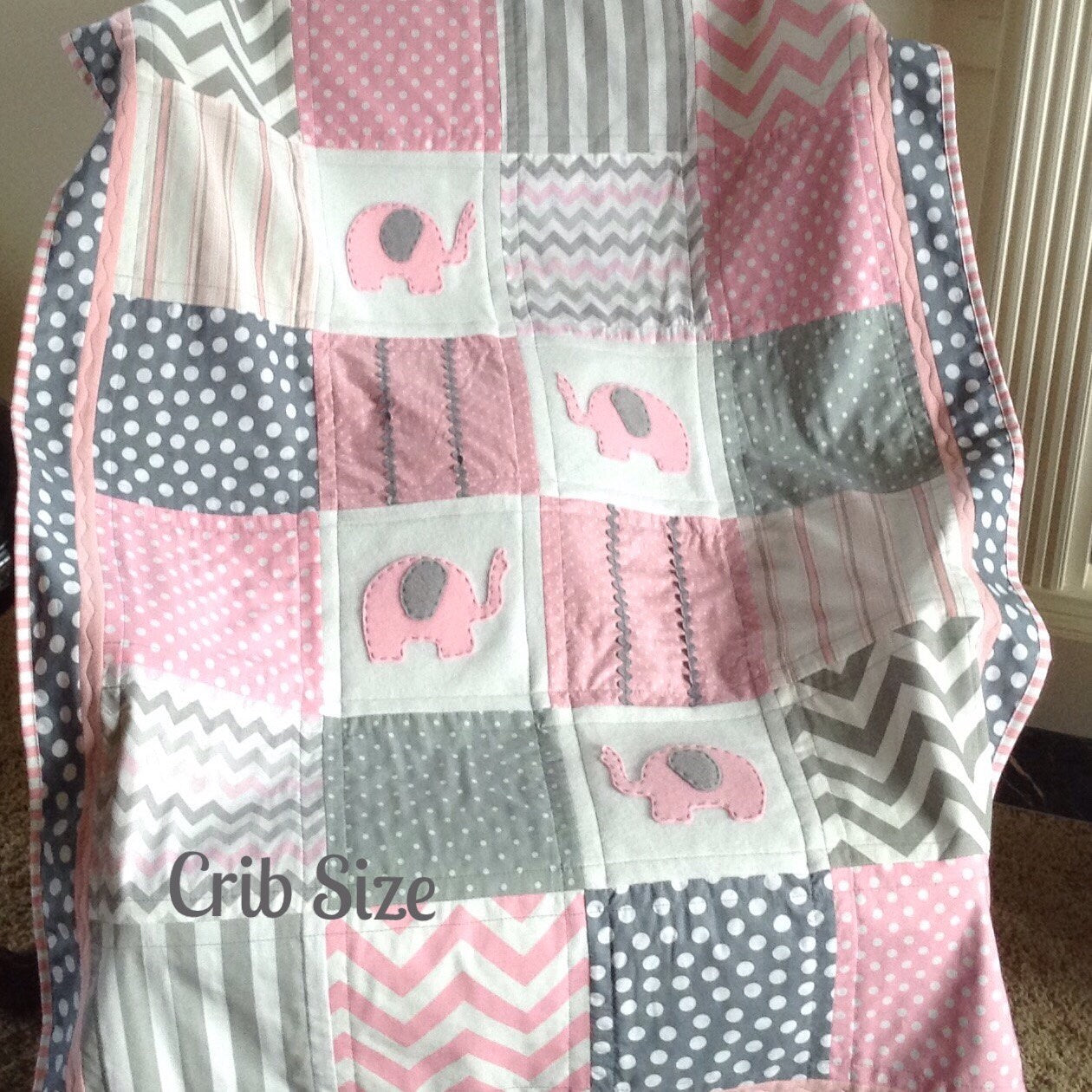 MADE TO ORDER/Elephant quilt/Elephant baby quilt/Elephant Nursery/Modern baby quilt/baby gift