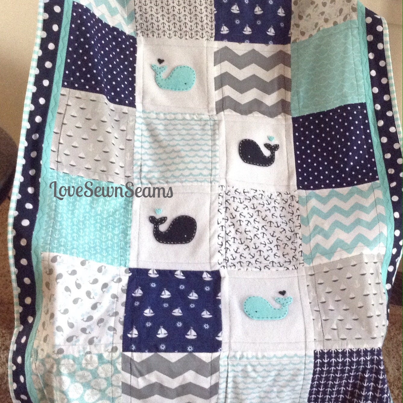 BABY Quilt/NAUTICAL Quilt/Coastal Baby Bedding/Handmade baby quilt/Made in USA
