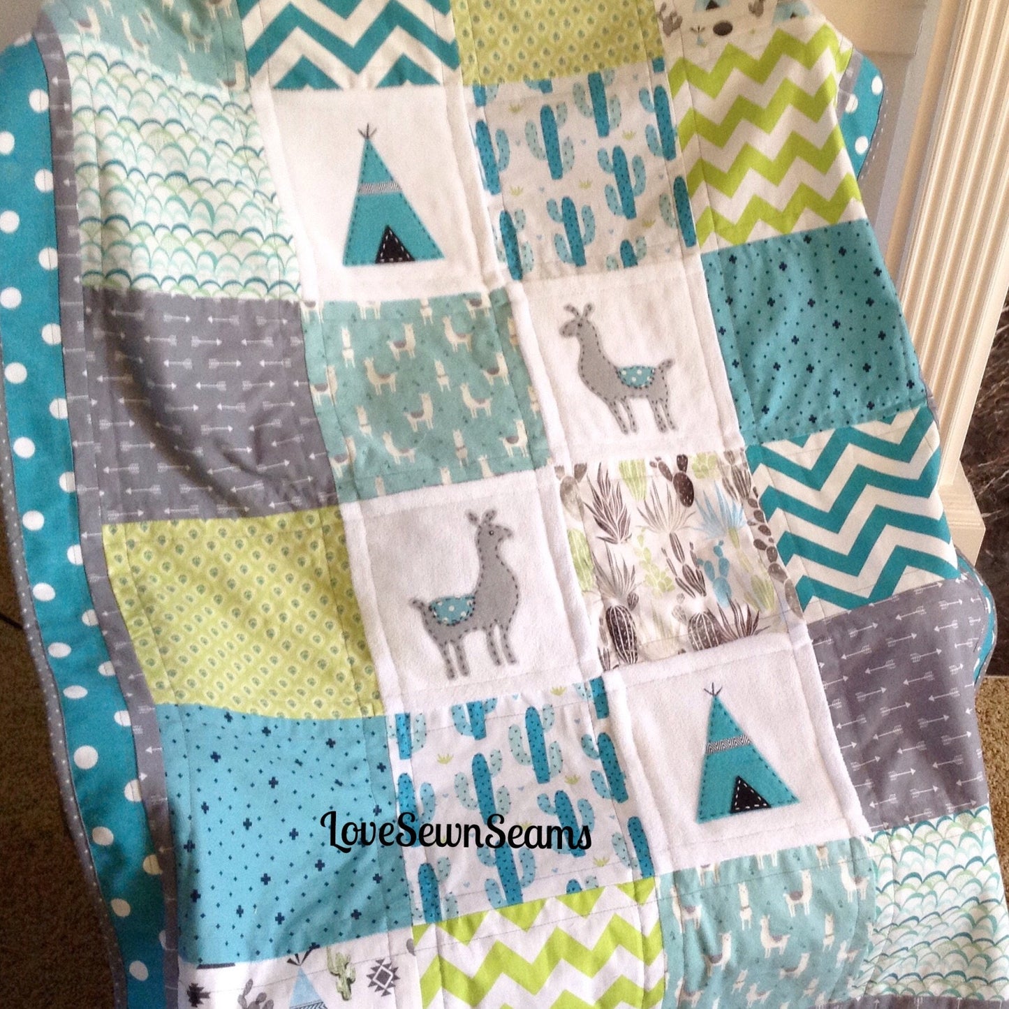 MADE TO ORDER/Llama Quilt/Llama Nursery/Southwest quilt/Alpaca quilt/Llama lovey