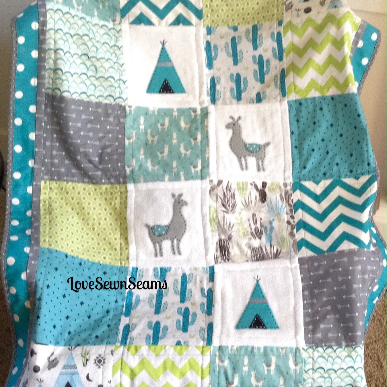 MADE TO ORDER/Llama Quilt/Llama Nursery/Southwest quilt/Alpaca quilt/Llama lovey