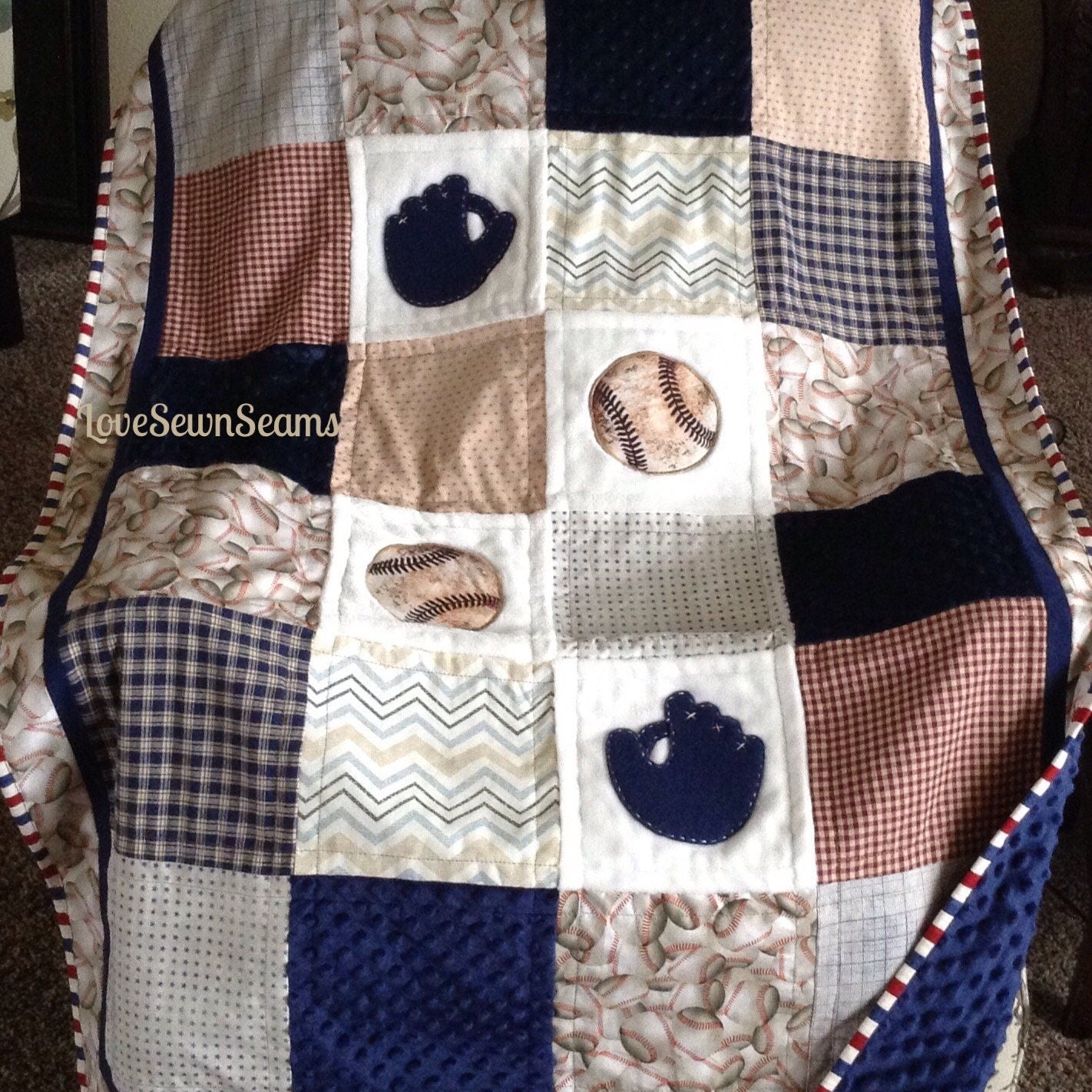 MADE TO ORDER/Retro Baseball quilt/Baseball Quilt/Vintage Baseball/Baseball baby quilt/Optional Set
