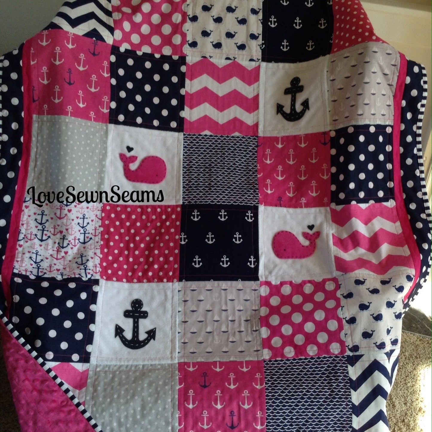 SEA TURTLE Quilt/Sea Turtle Whale Quilt/Sea Turtle Baby Quilt/Sea Turtle Crib bedding/Hot Pink Baby blanket