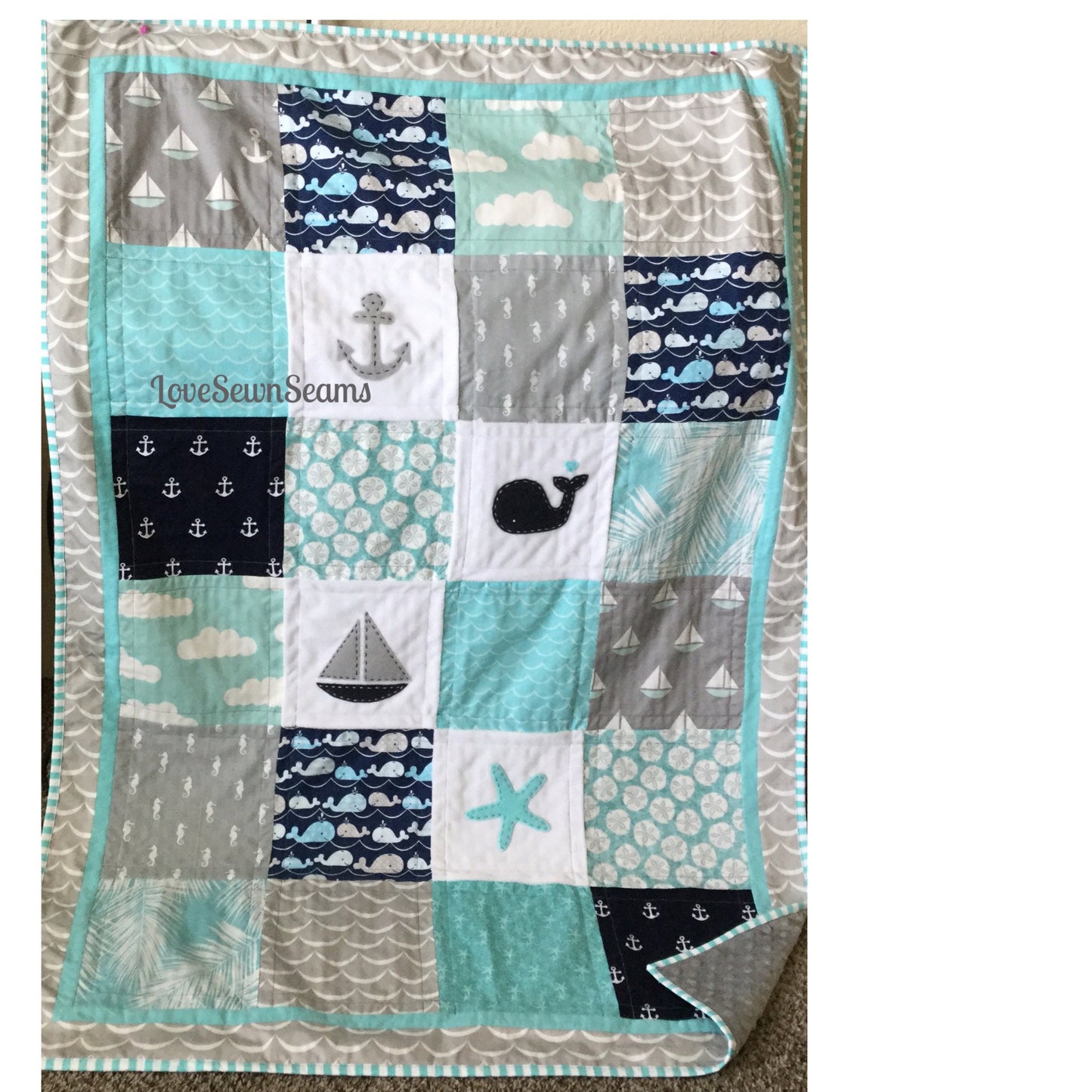 Nautical Crib Quilt/Crib Skirt/Accent Pillow/Coastal Crib Quilt/Follow Me to the Sea