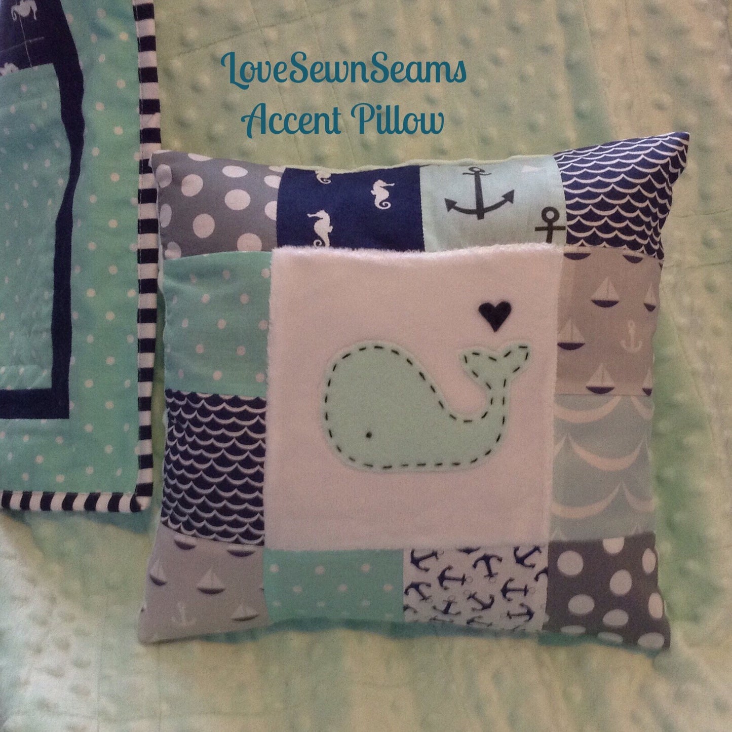 MADE TO ORDER/Nautical Quilt/Modern Baby Quilt/Anchor & Whale quilt/Complete Set also available