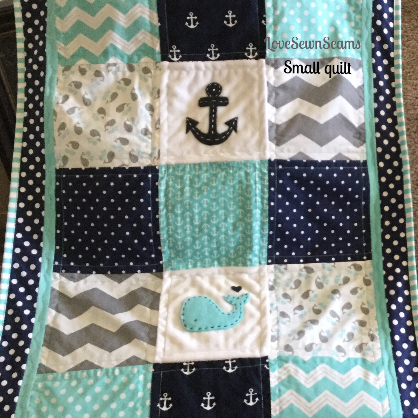 MADE TO ORDER/Mini crib quilt/Nautical/Coastal/Lovey/Small Baby Quilt/Stroller blanket/Baby travel quilt