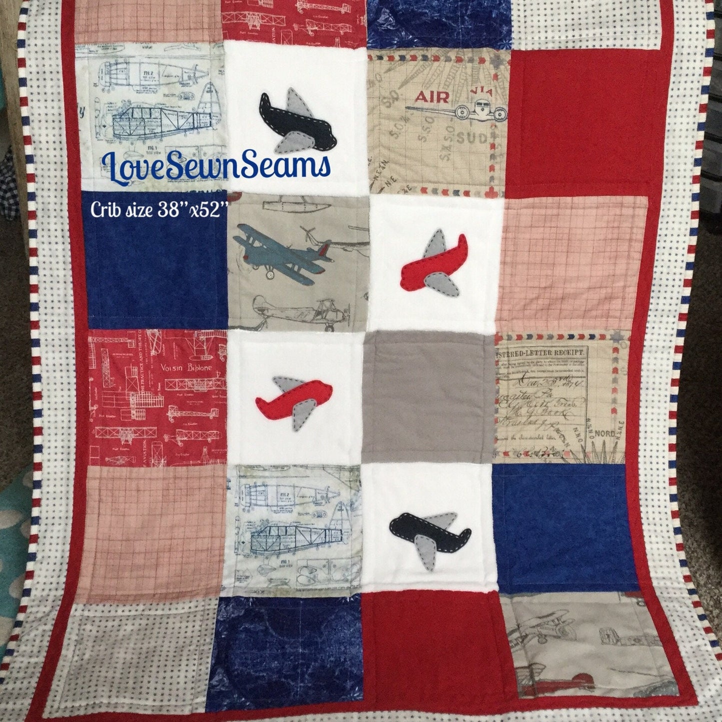 Vintage plane quilt/airplane quilt/Flying Quilt/Vintage theme nursery