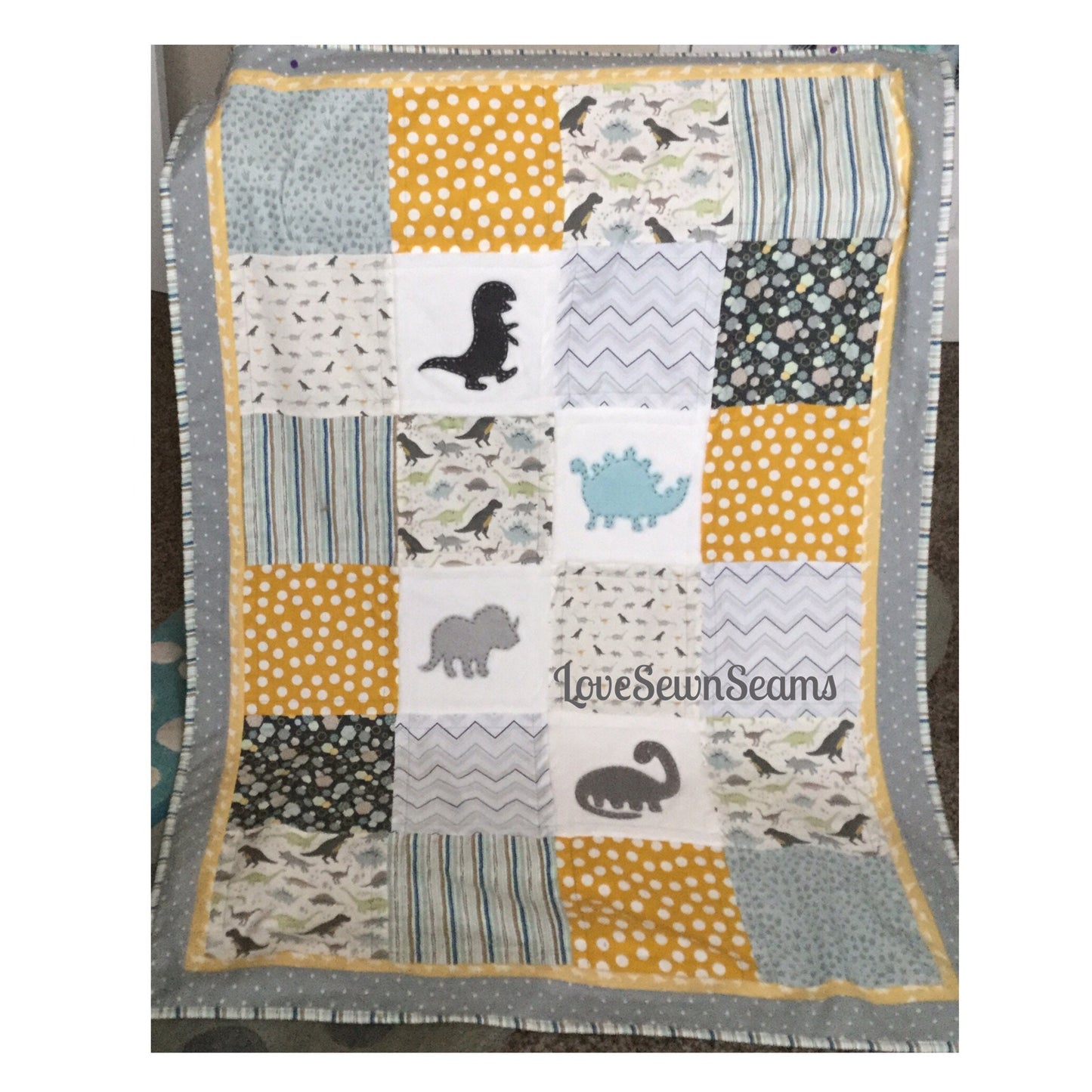 DINOSAUR QUILT/Many sizes/Dino Minky quilt