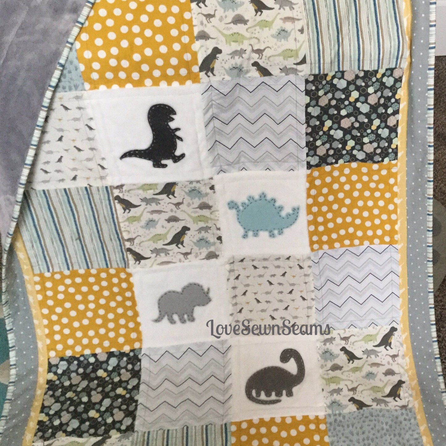 DINOSAUR QUILT/Many sizes/Dino Minky quilt