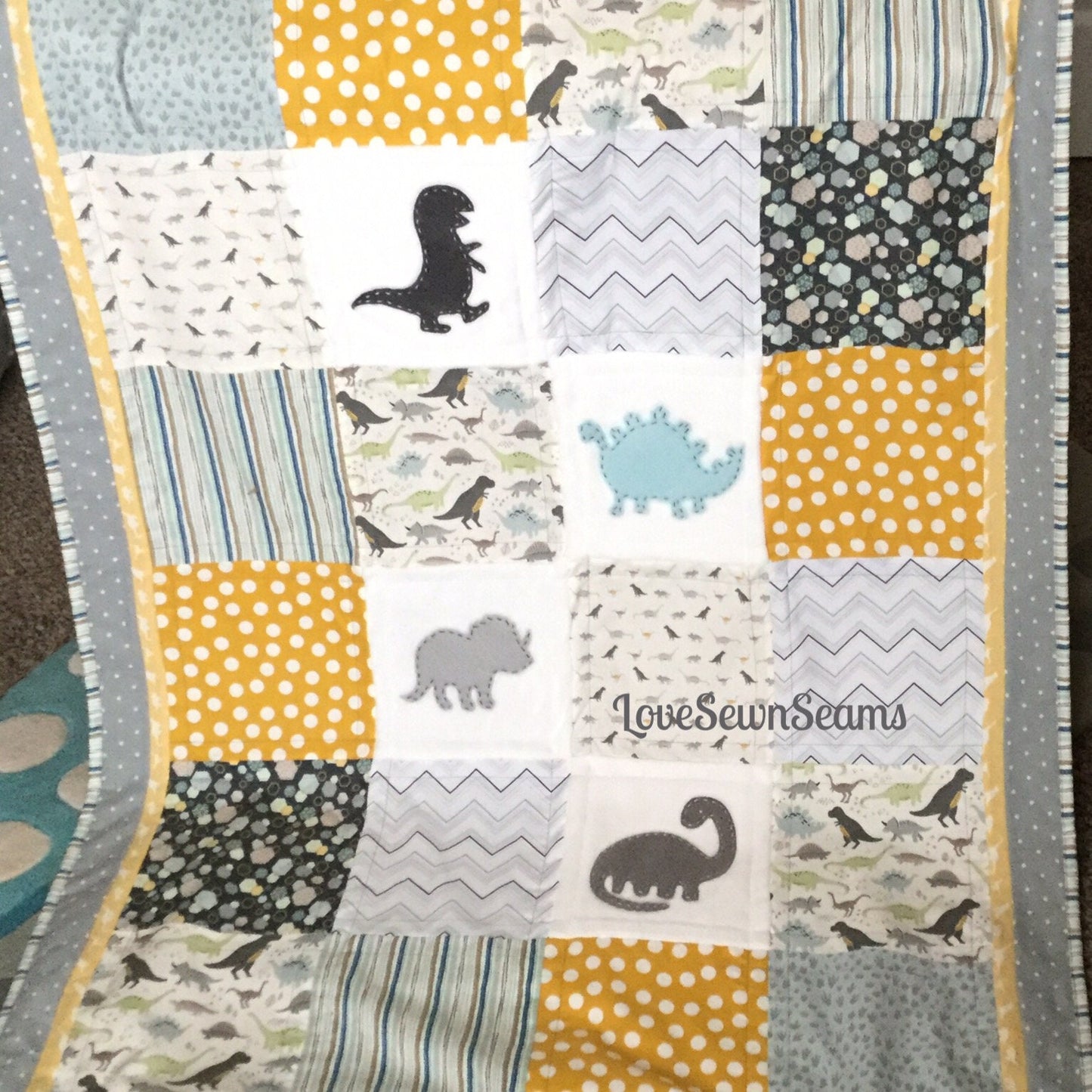 DINOSAUR QUILT/Many sizes/Dino Minky quilt