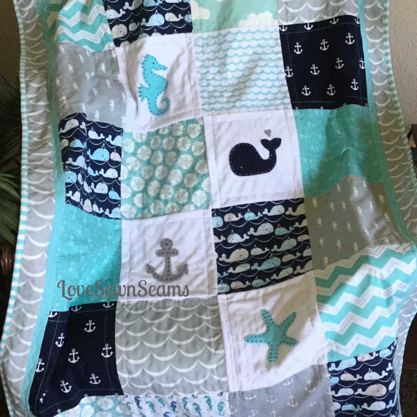 MADE TO ORDER/Baby quilt/Nautical Baby Quilt/Coastal quilt/Ocean quilt/Nautical baby bedding/Nautical Crib skirt