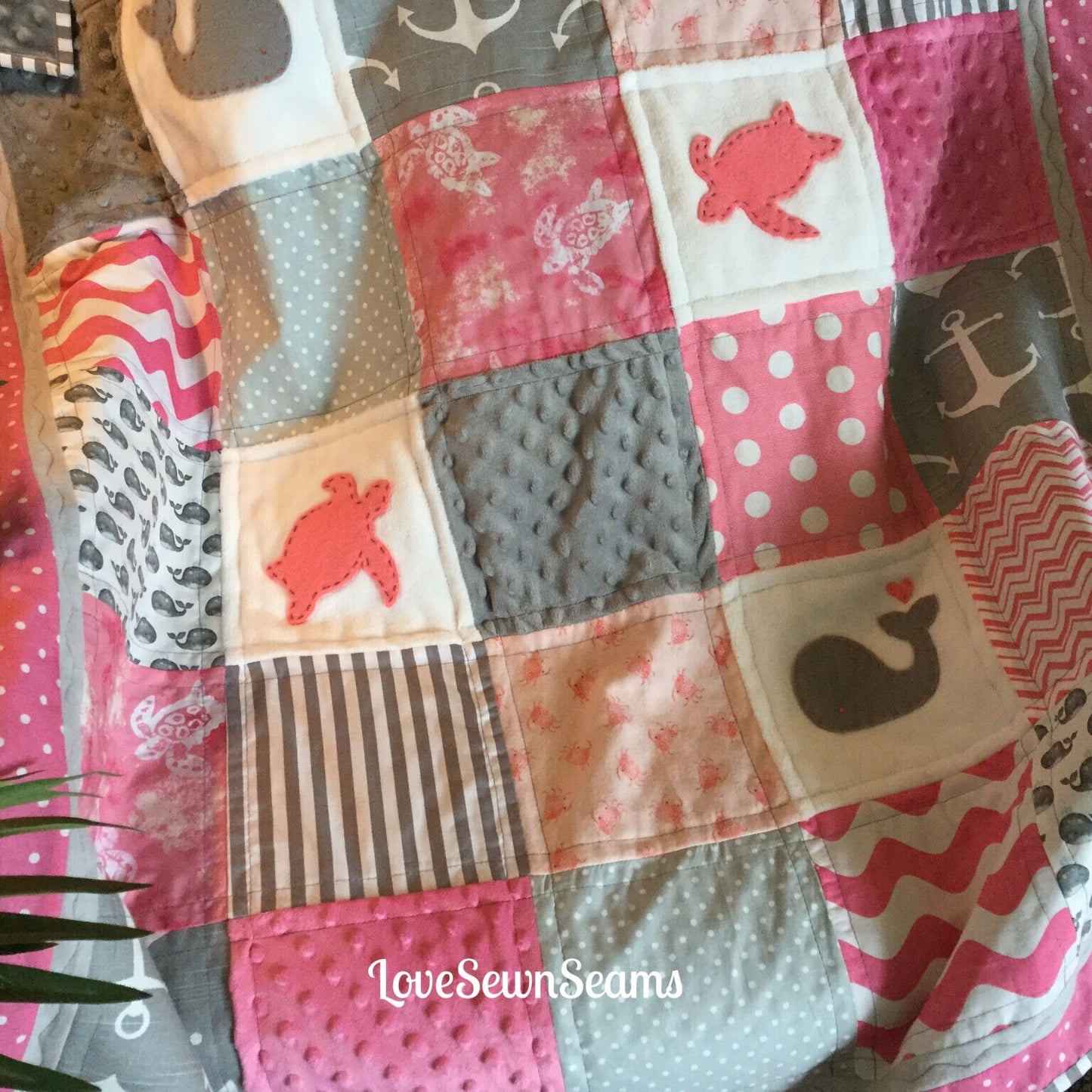 Sea Turtle quilt/handmade quilt/Nautical quilt/Minky quilt