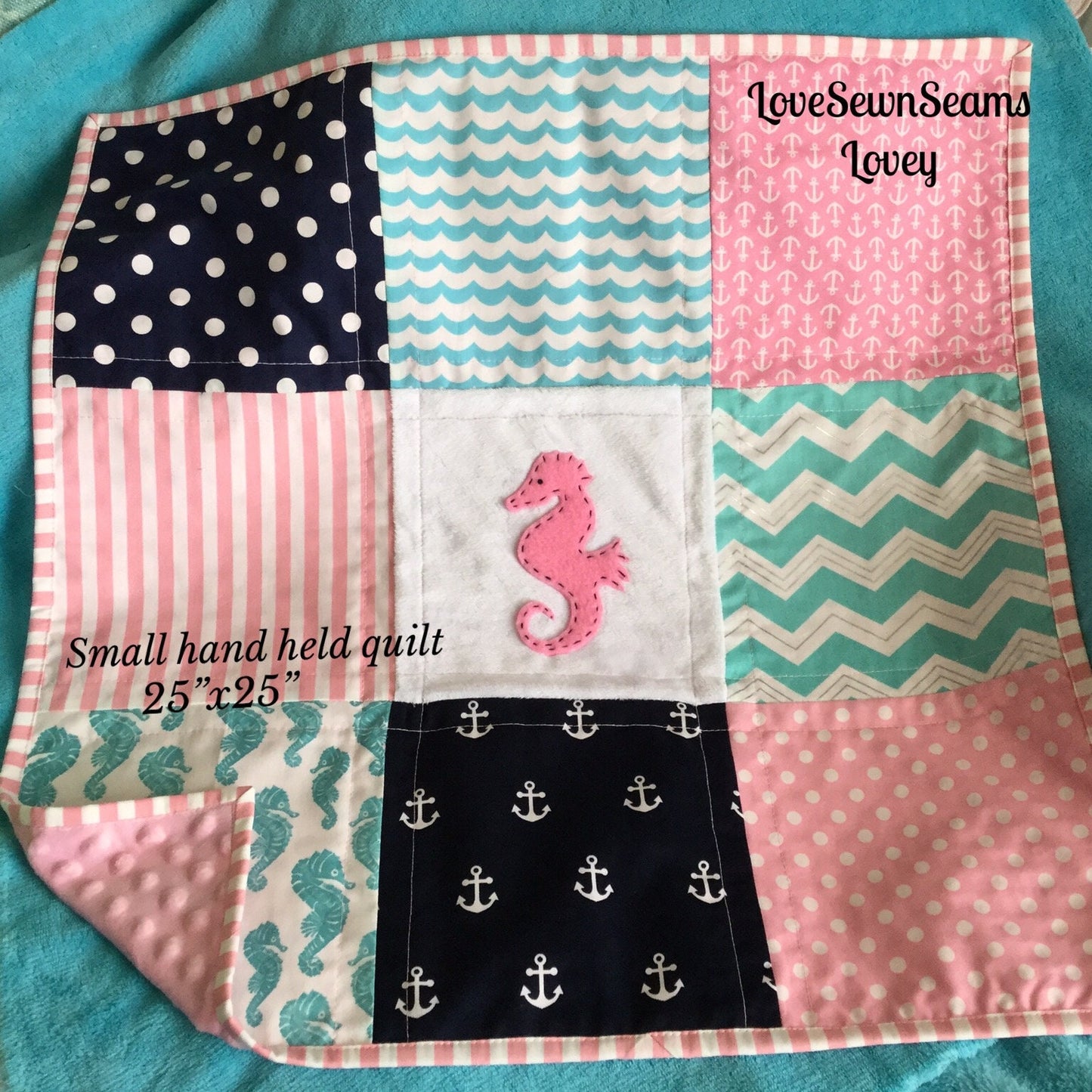 MADE to ORDER/Nautical Baby Quilt/Crib Size quilt/Seahorse/Sea Life Quilt/Coastal quilt/Baby Quilt