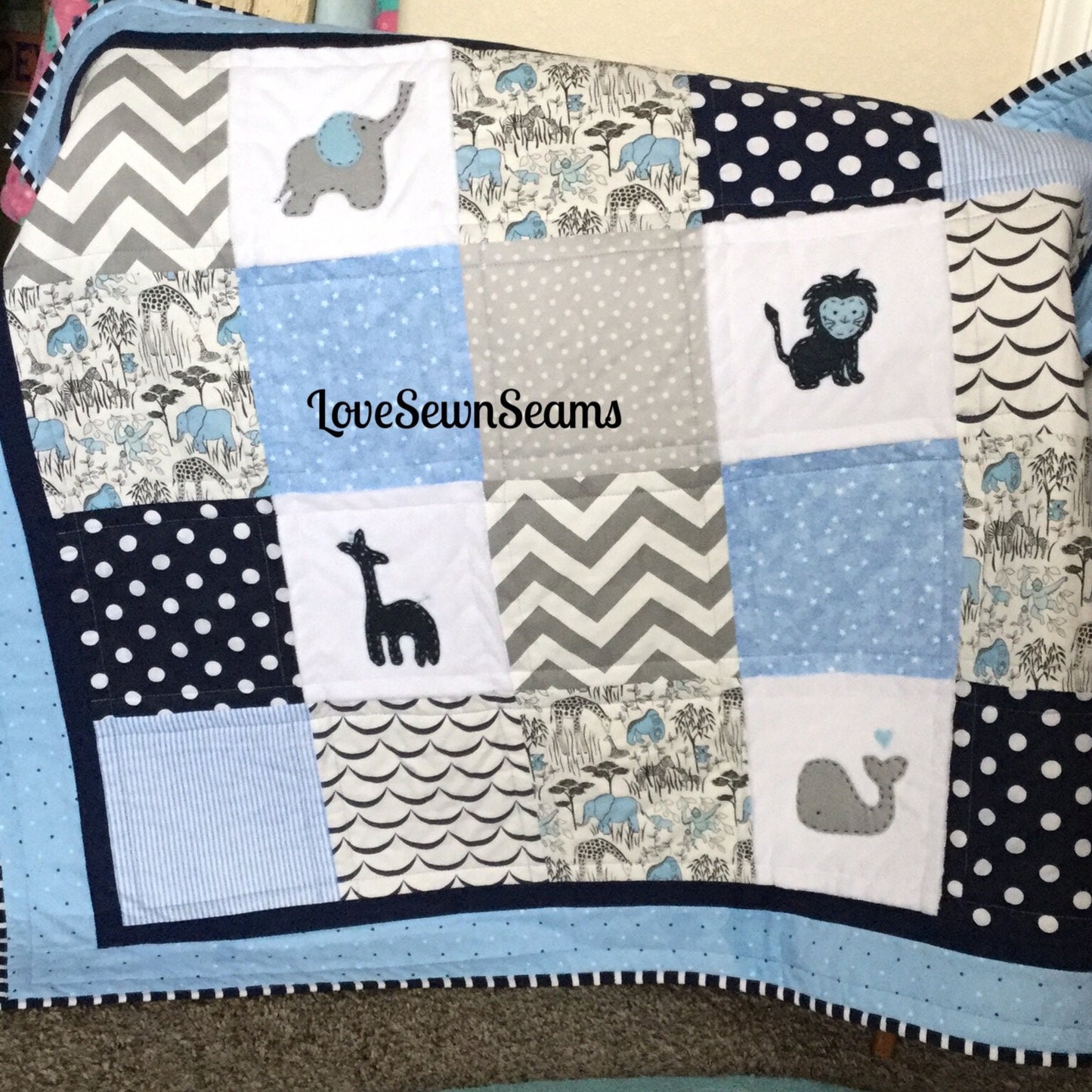Animal baby quilt/Animal quilt/Noah’s Ark quilt/Baby quilt/Handmade quilt
