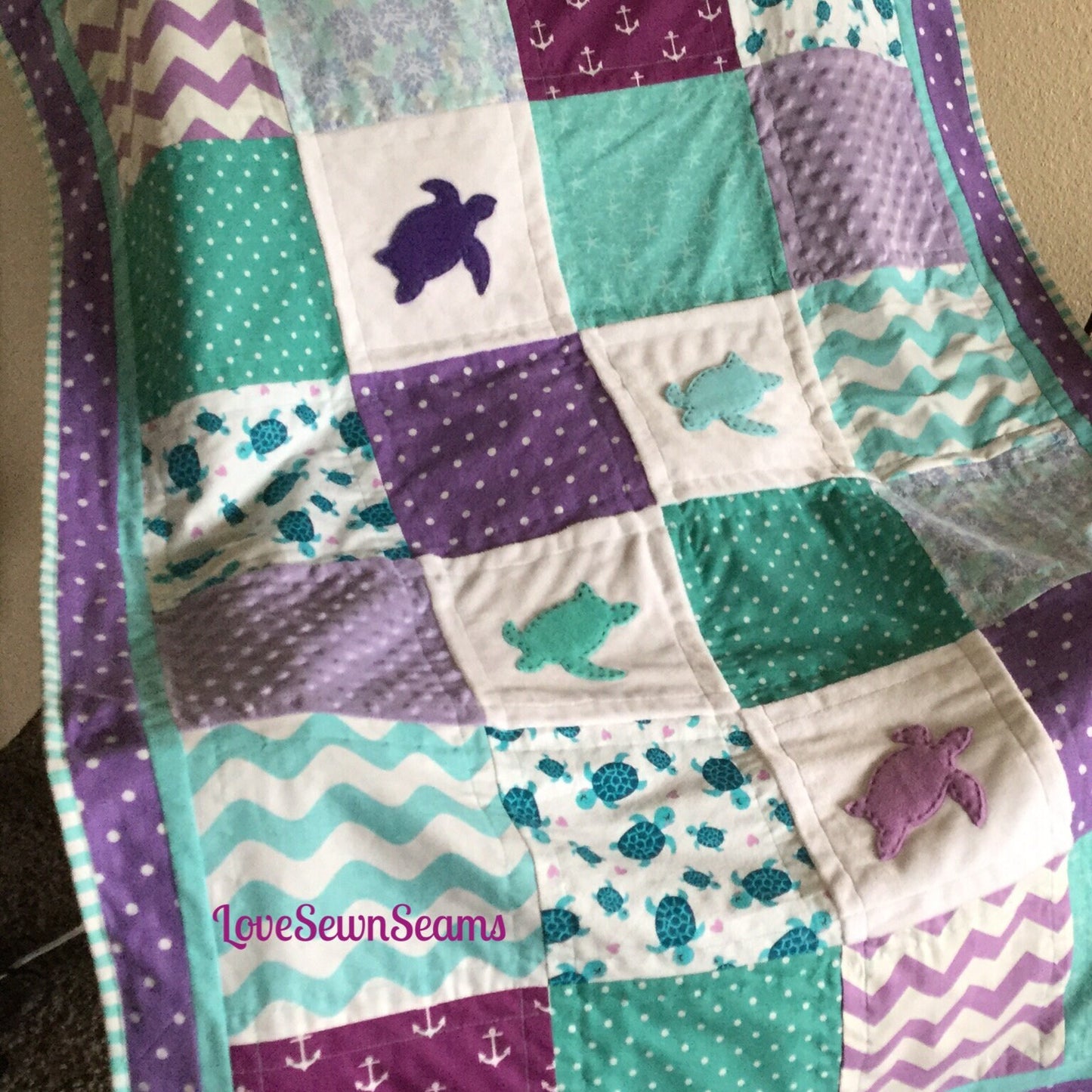 Sea turtle Quilt/Sea Turtle nursery/Baby Quilt/Coastal quilt/Baby bedding/Handmade quilt/Sea Turtle Crib bedding