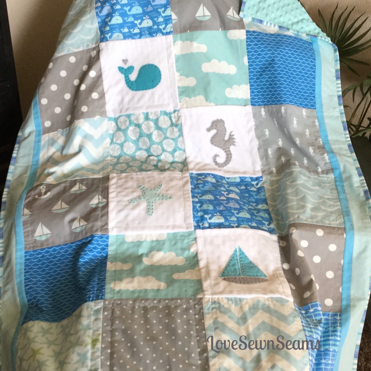 Coastal Quilt/Ocean quilt/Nautical quilt/coastal baby bedding