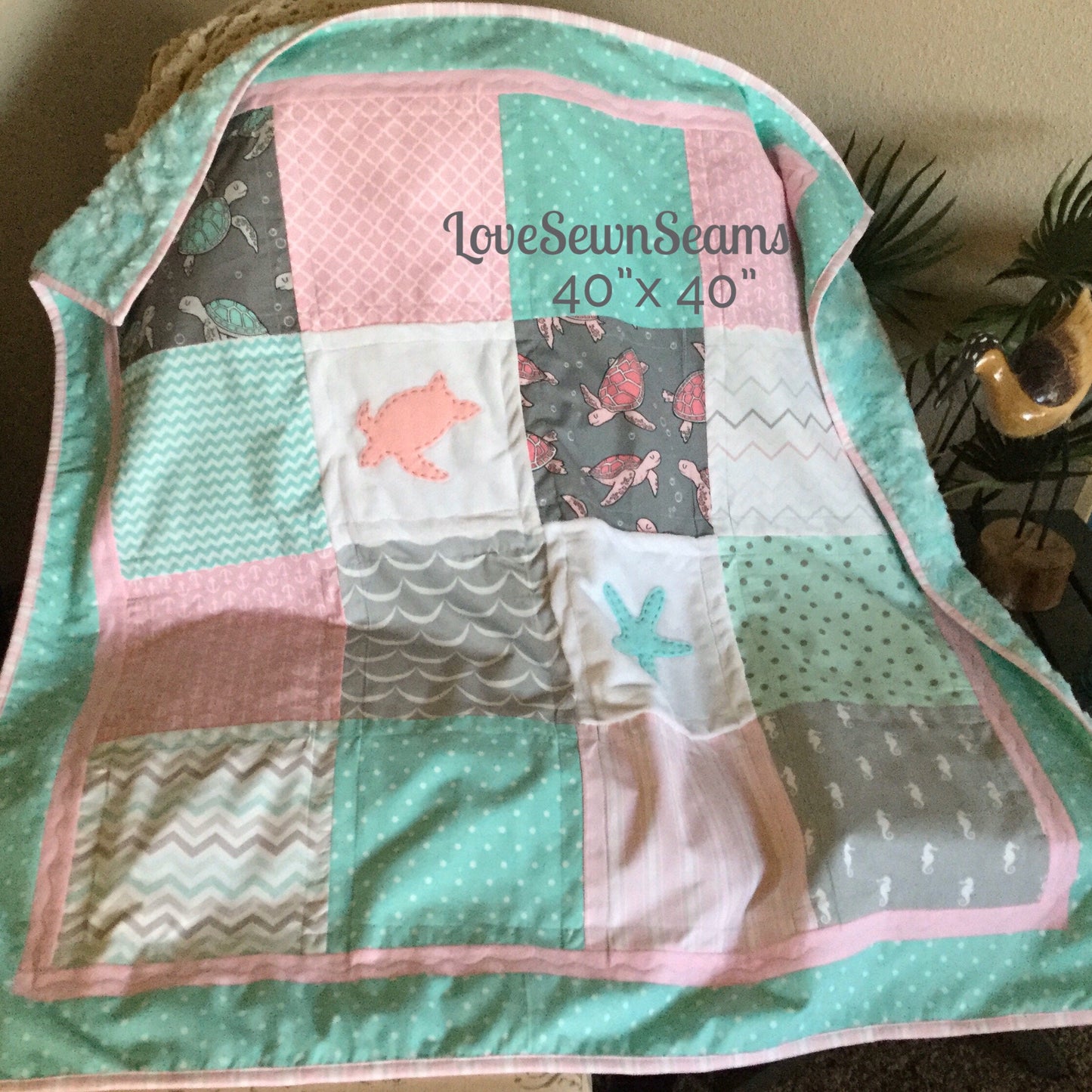 MADE TO ORDER/Sea Turtle Quilt/Sea Turtle Crib bedding/Sea Turtle Baby blanket/Sea Turtle accent pillow