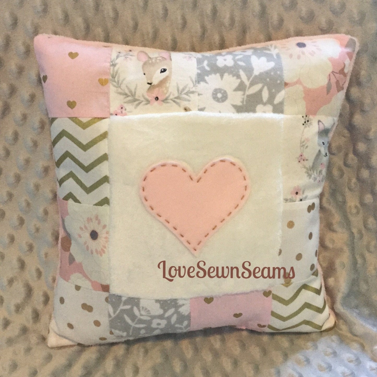 Woodland patchwork~Girls Woodland Minky quilt~Woodland blanket~bunny~Deer