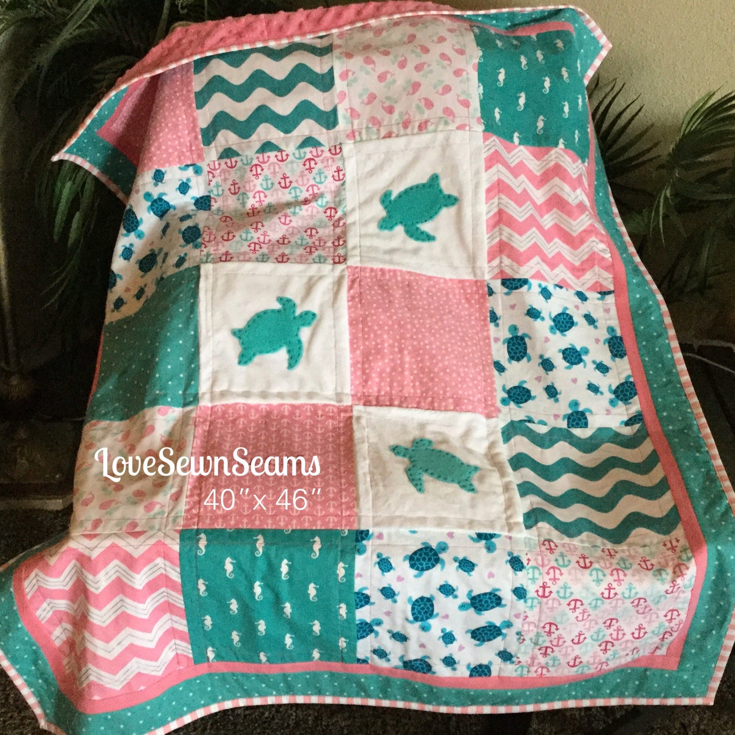 SEASIDE Quilt/Sea Turtle baby blanket/Baby Quilt/Coastal baby quilt/Sea Turtle quilt
