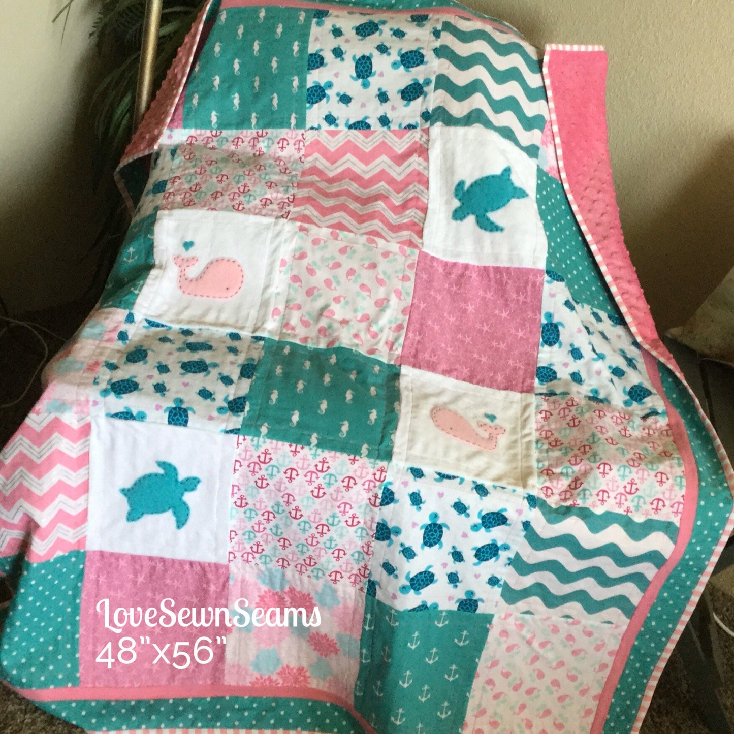 SEASIDE Quilt/Sea Turtle baby blanket/Baby Quilt/Coastal baby quilt/Sea Turtle quilt