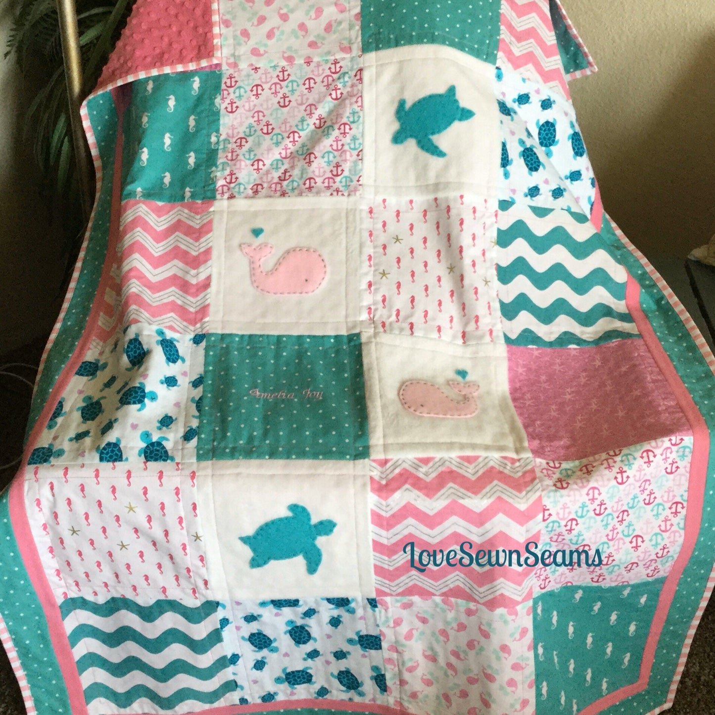 SEASIDE Quilt/Sea Turtle baby blanket/Baby Quilt/Coastal baby quilt/Sea Turtle quilt