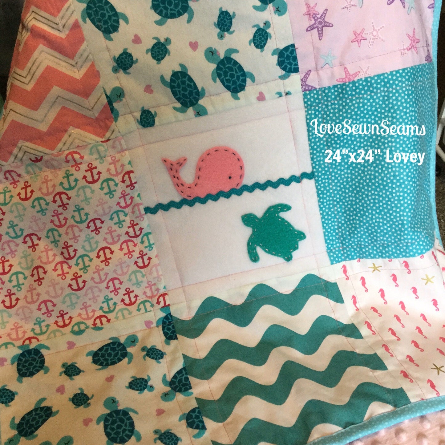 SEA TURTLE baby blanket/BABY Quilt/Coastal baby quilt/Baby Lovey/Whale crib quilt