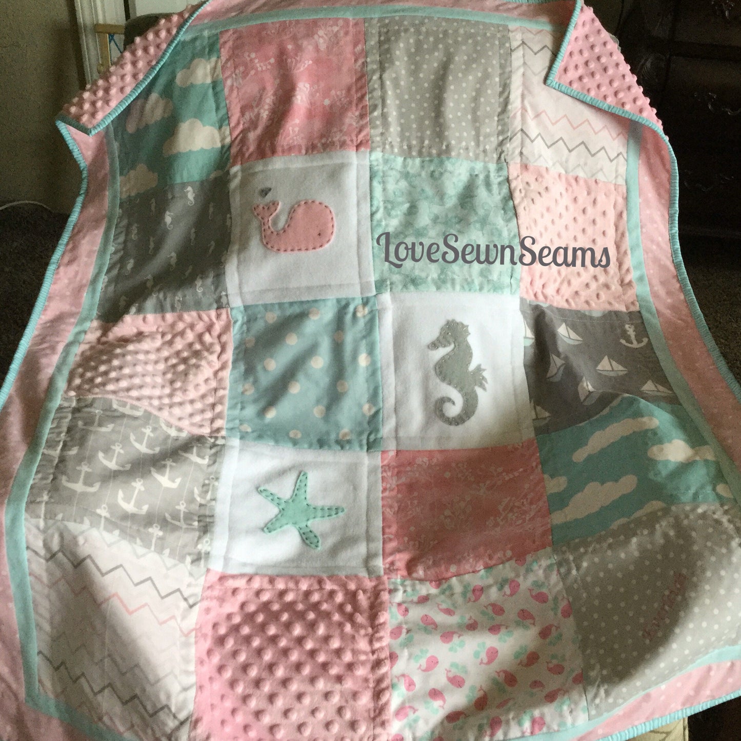 COASTAL QUILT/Nautical Quilt/gorgeous ocean quilt/baby quilt/girls nautical quilt