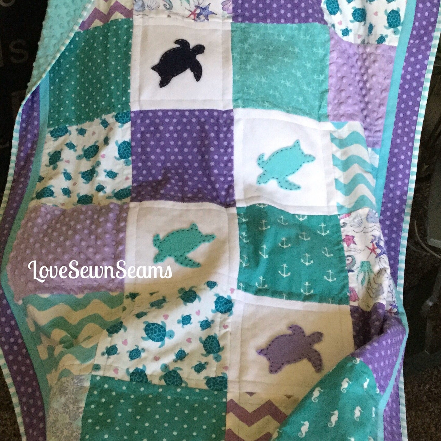 Sea turtle Quilt/Sea Turtle nursery/Baby Quilt/Coastal quilt/Baby bedding/Handmade quilt/Sea Turtle Crib bedding