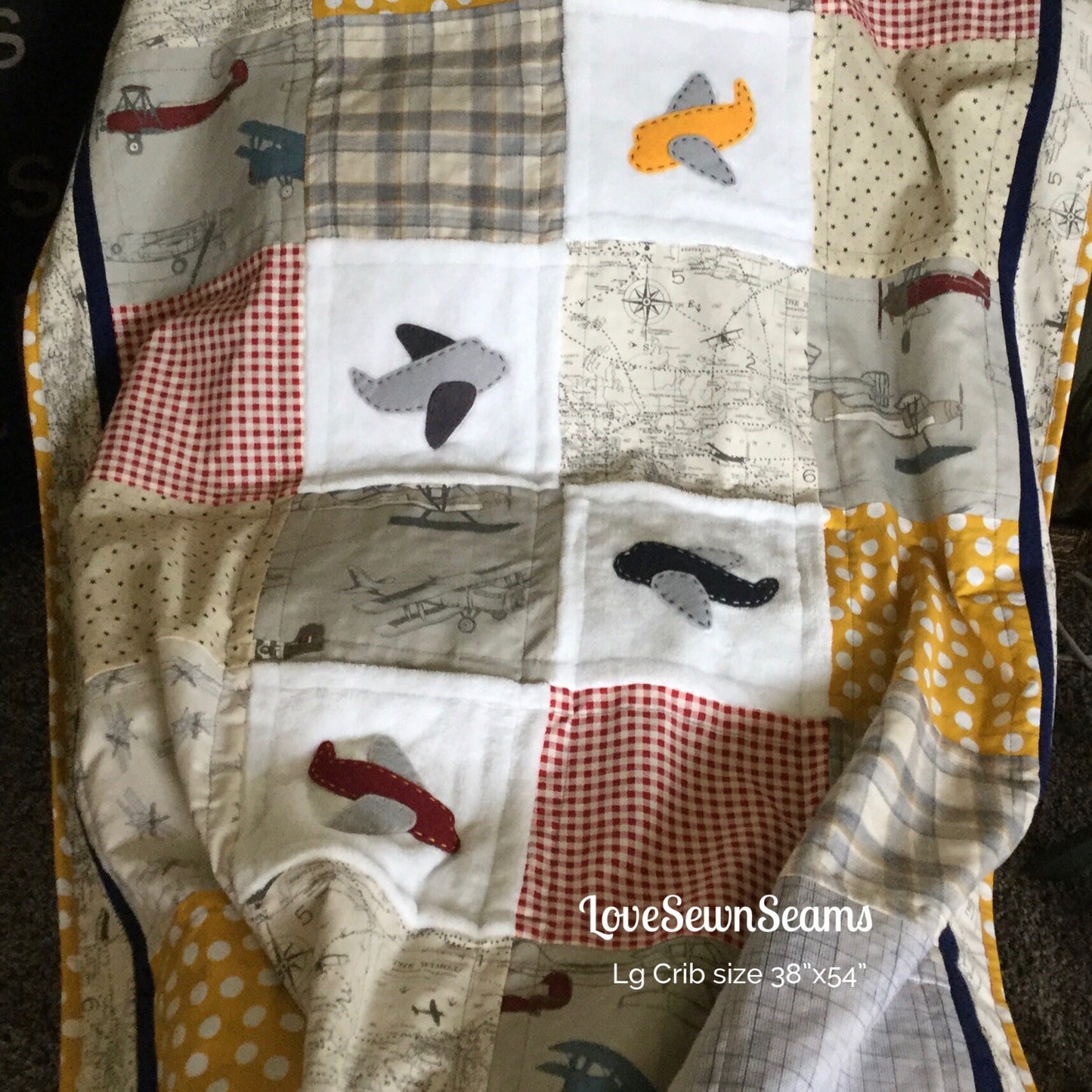 MADE TO ORDER/Vintage Plane Quilt/Plane quilt/Airplane Quilt/Baby Quilt/Childs Quilt