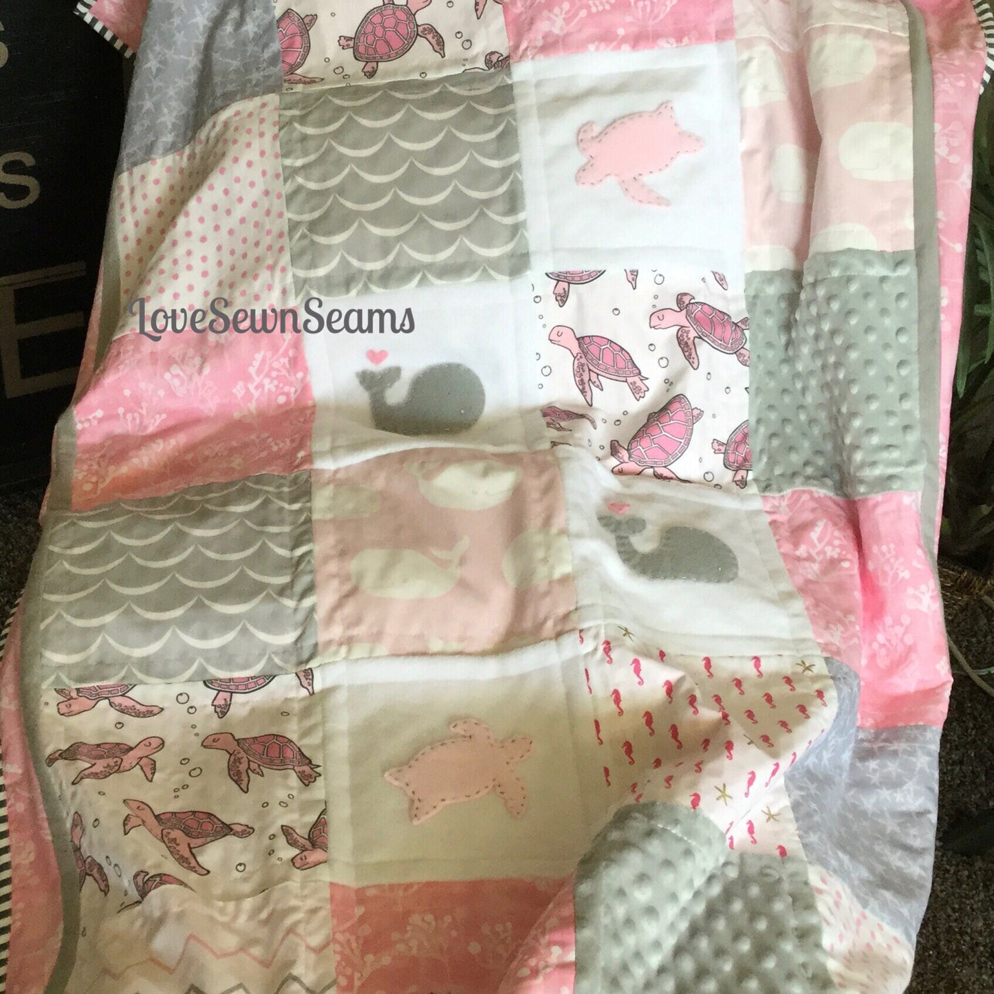 SEA TURTLE QUILT/Sea turtle blanket/Sea Turtle/Coastal baby quilt/sea turtle lovey