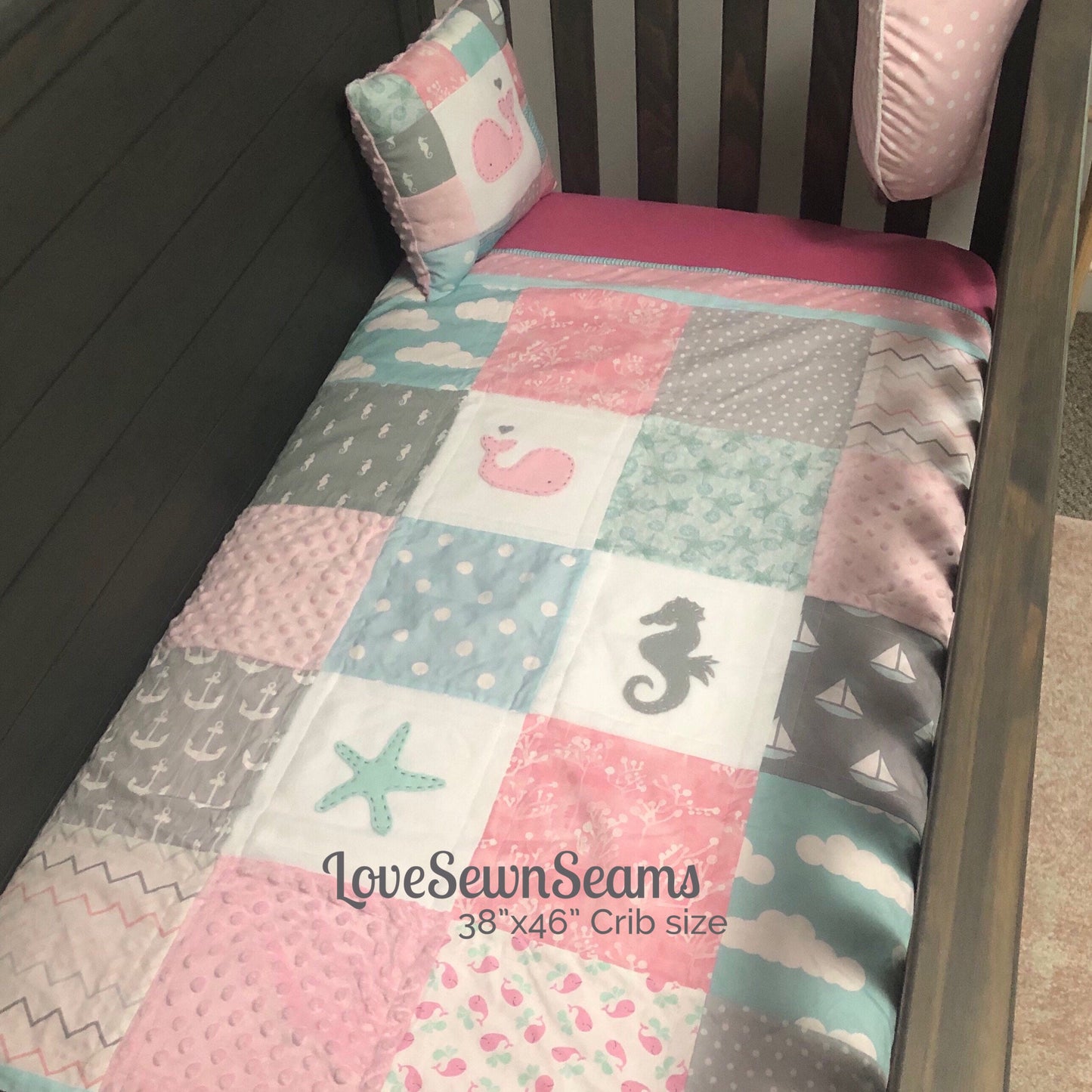 SEASIDE quilt/MADE to ORDER/Nautical Quilt/Ocean quilt/Sea Life quilt/baby quilt/girls nautical quilt
