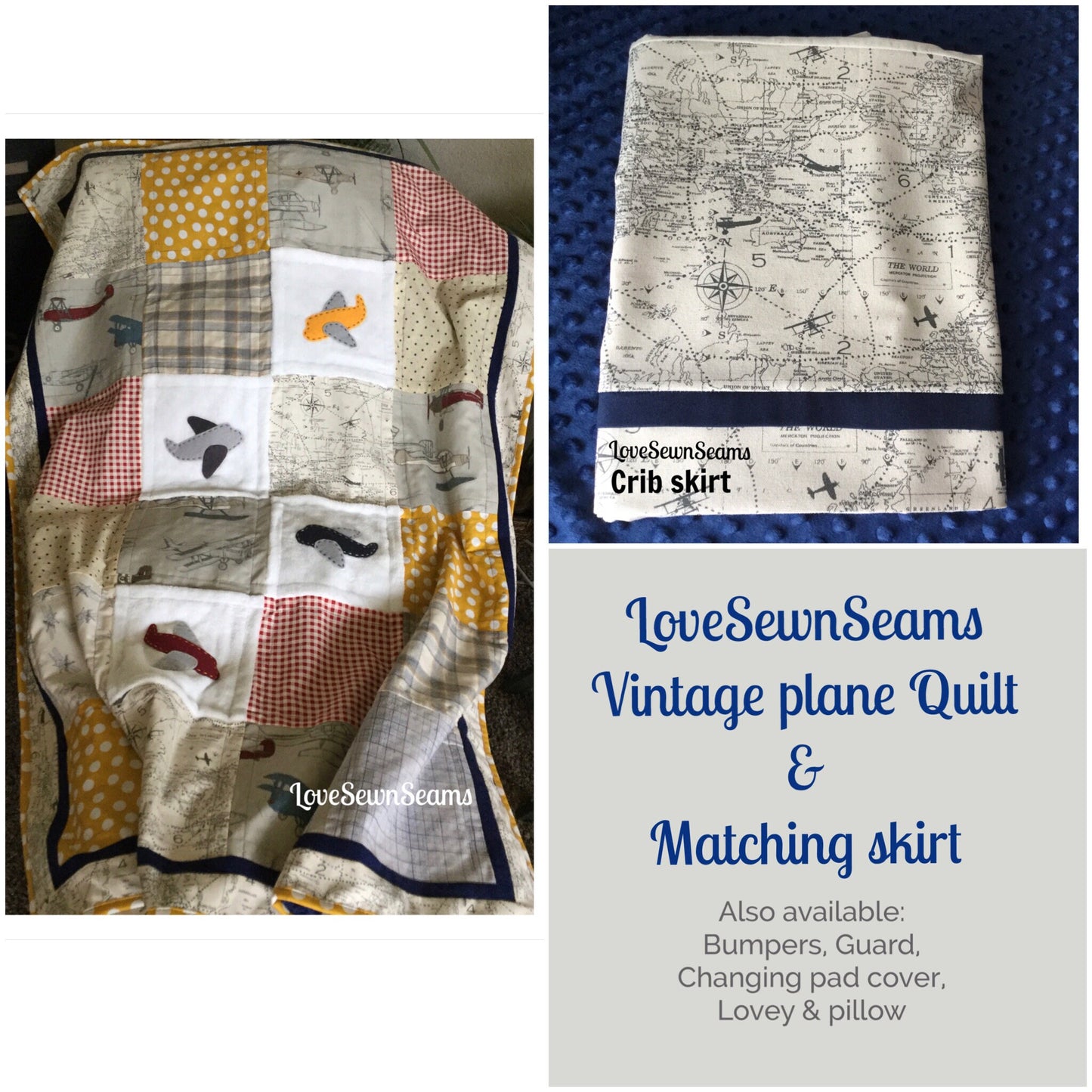 MADE TO ORDER/Vintage Plane Quilt/Plane quilt/Airplane Quilt/Baby Quilt/Childs Quilt