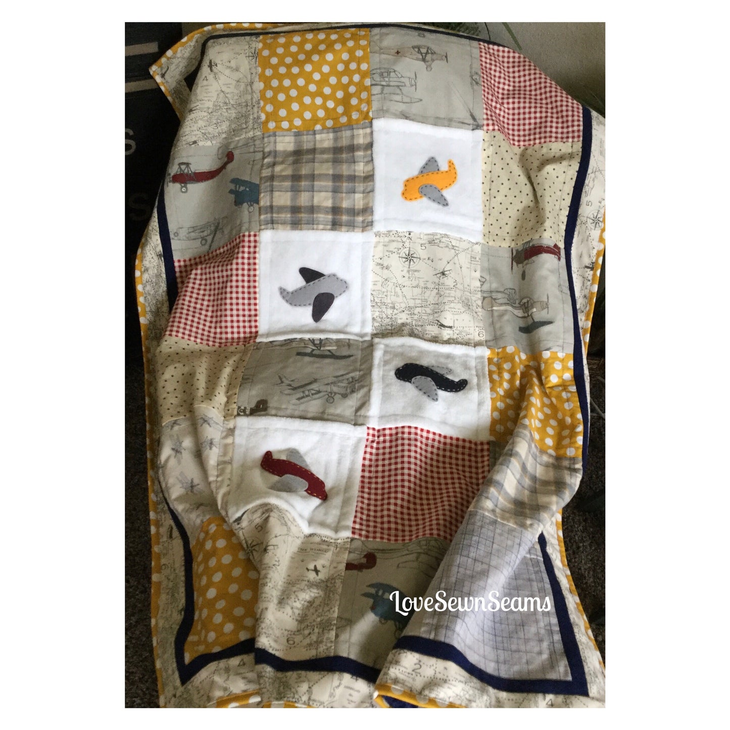 MADE TO ORDER/Vintage Plane Quilt/Plane quilt/Airplane Quilt/Baby Quilt/Childs Quilt