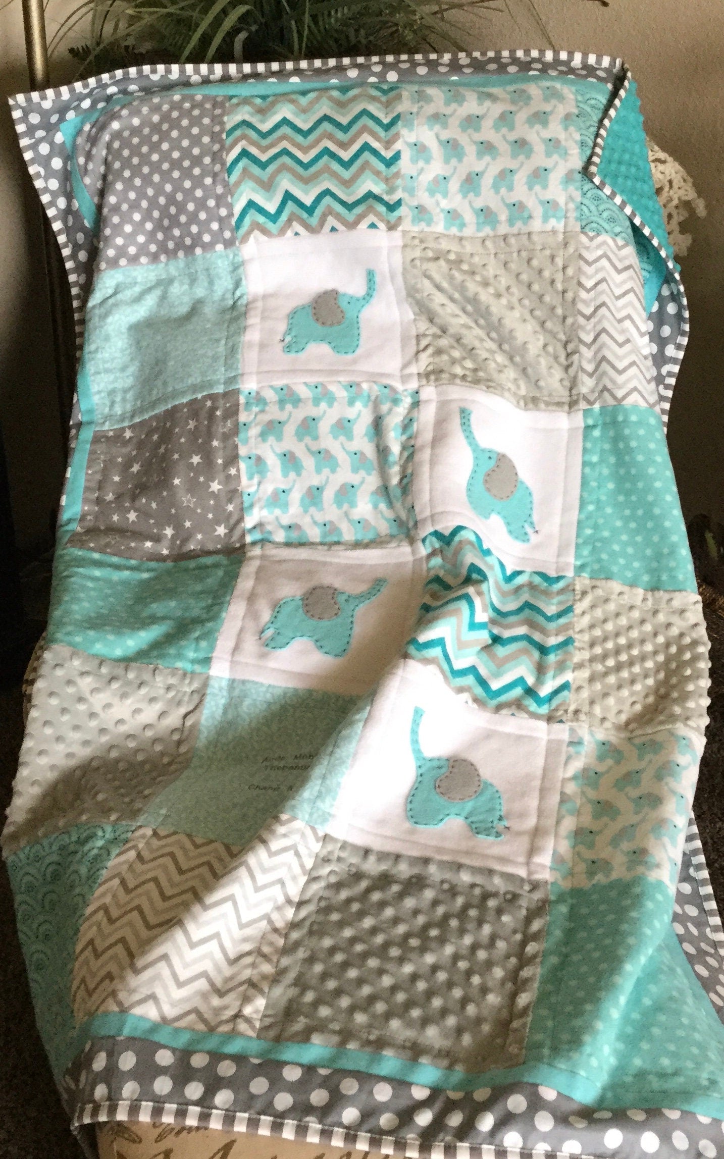 Elephant quilt/Elephant baby quilt/Elephant blanket/handmade quilt/Elephant Lovey/Baby quilts