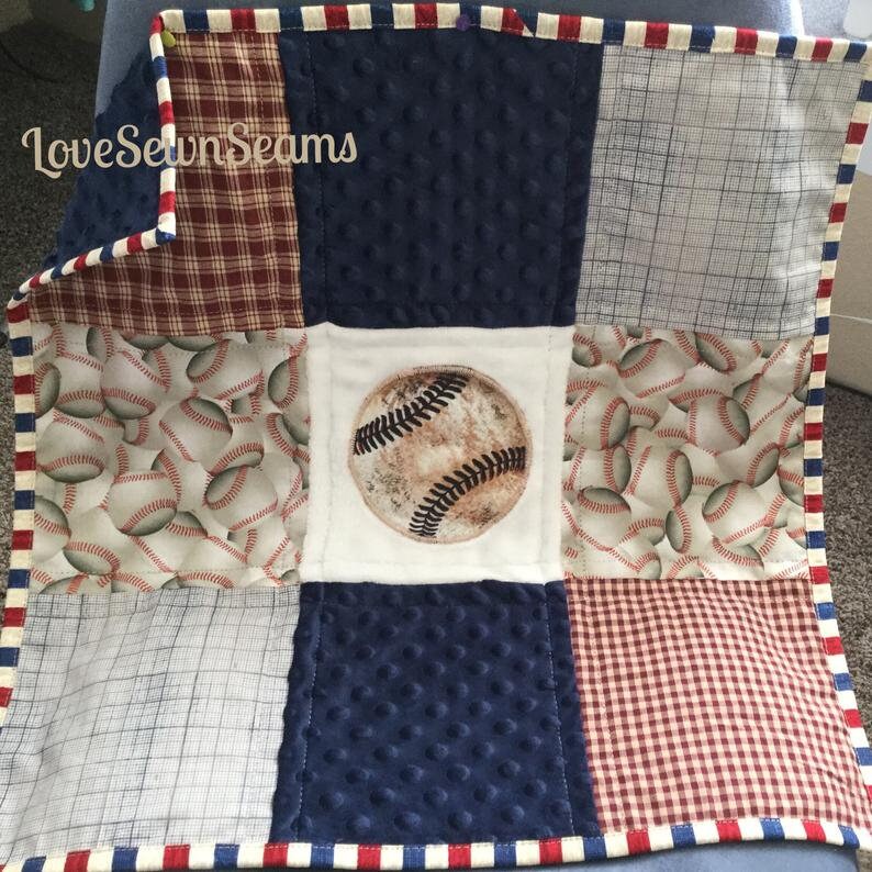 Baseball Quilt/Vintage Baseball quilt/Made to order/Baseball Nursery