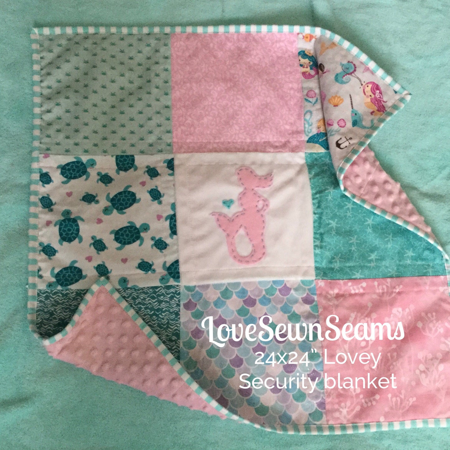 MERMAID QUILT/Sea turtle baby quilt/Mermaid and Sea turtle/Mermaid baby quilt/Mermaid Lovey/Sea turtle Lovey