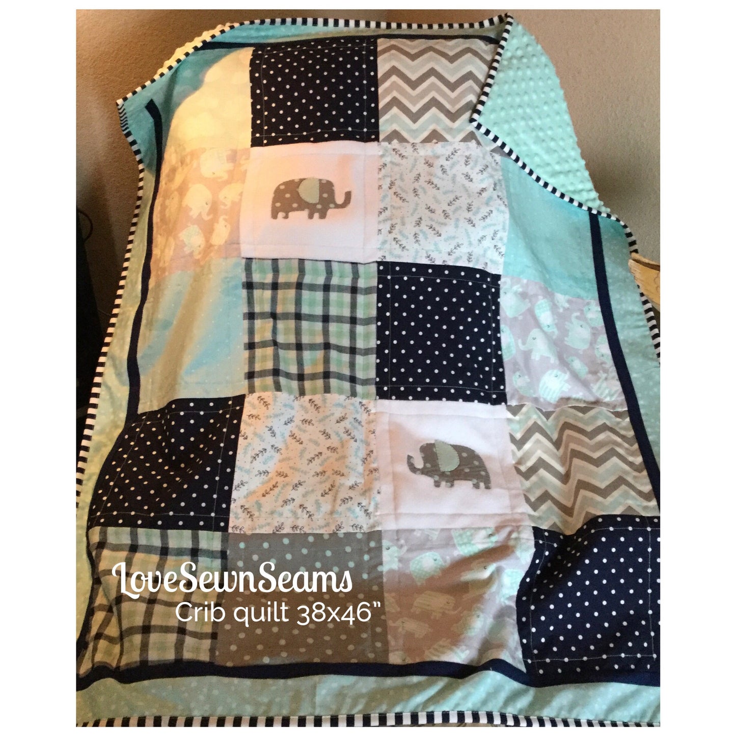 Elephant quilt/Elephant Lovey/Elephant baby quilt/Elephant/Elephant blanket