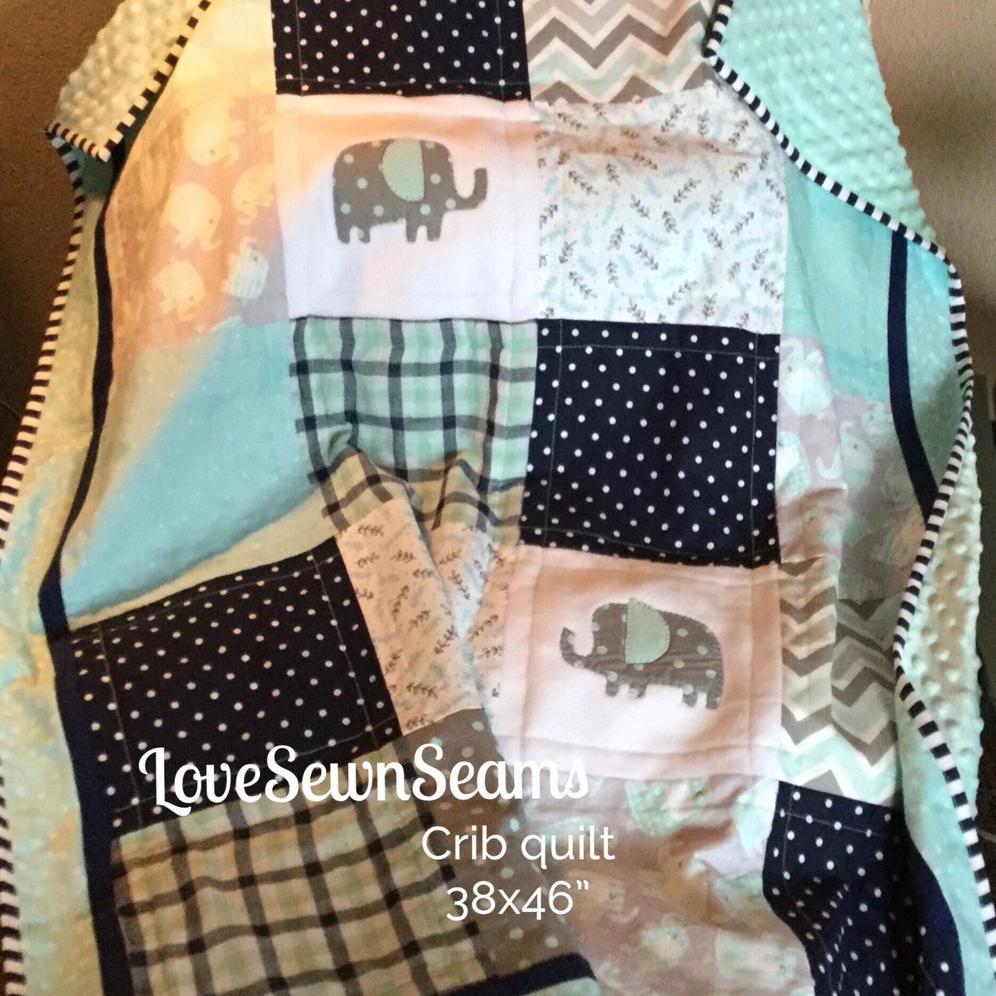 Elephant quilt/Elephant Lovey/Elephant baby quilt/Elephant/Elephant blanket
