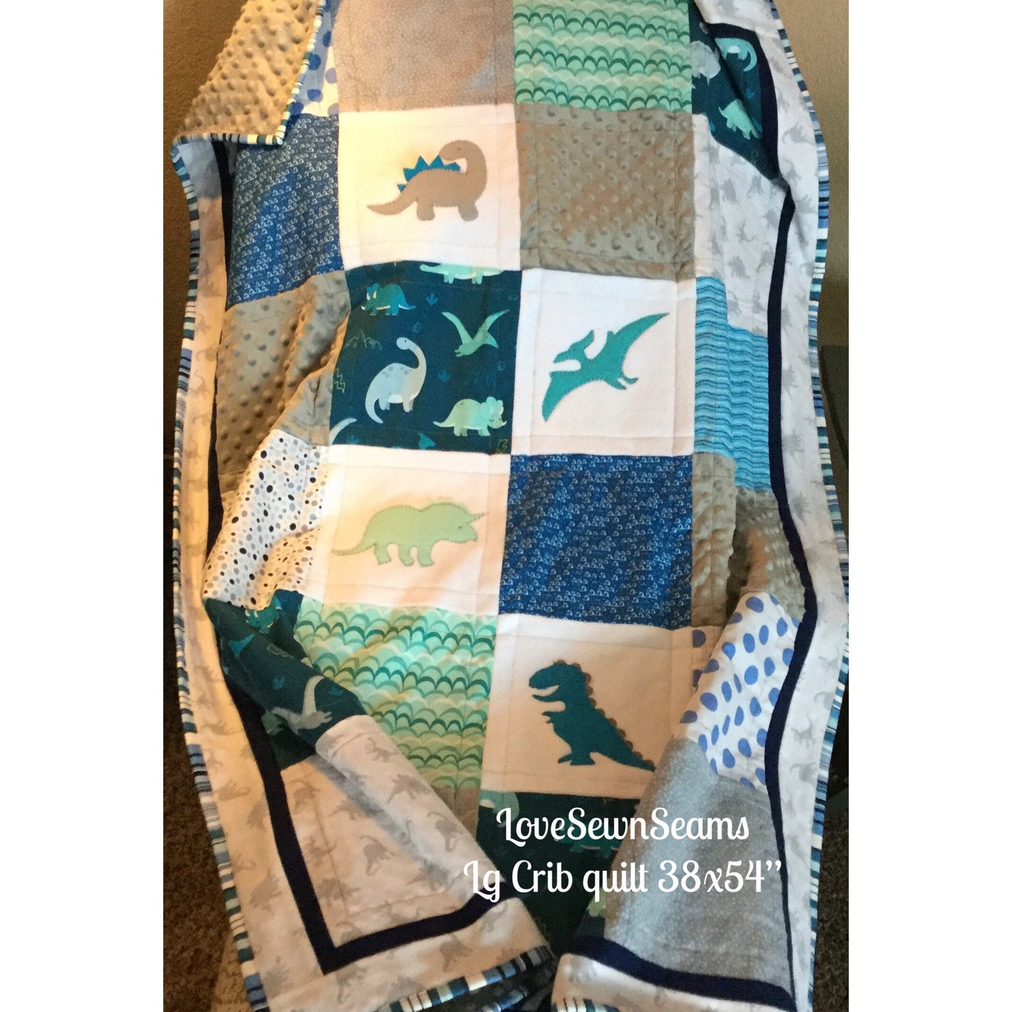 MADE TO ORDER/Dino Quilt/Dinosaur baby quilt/dinosaur quilt/T-Rex quilt/Baby quilt/Dino Lovey/Crib guard