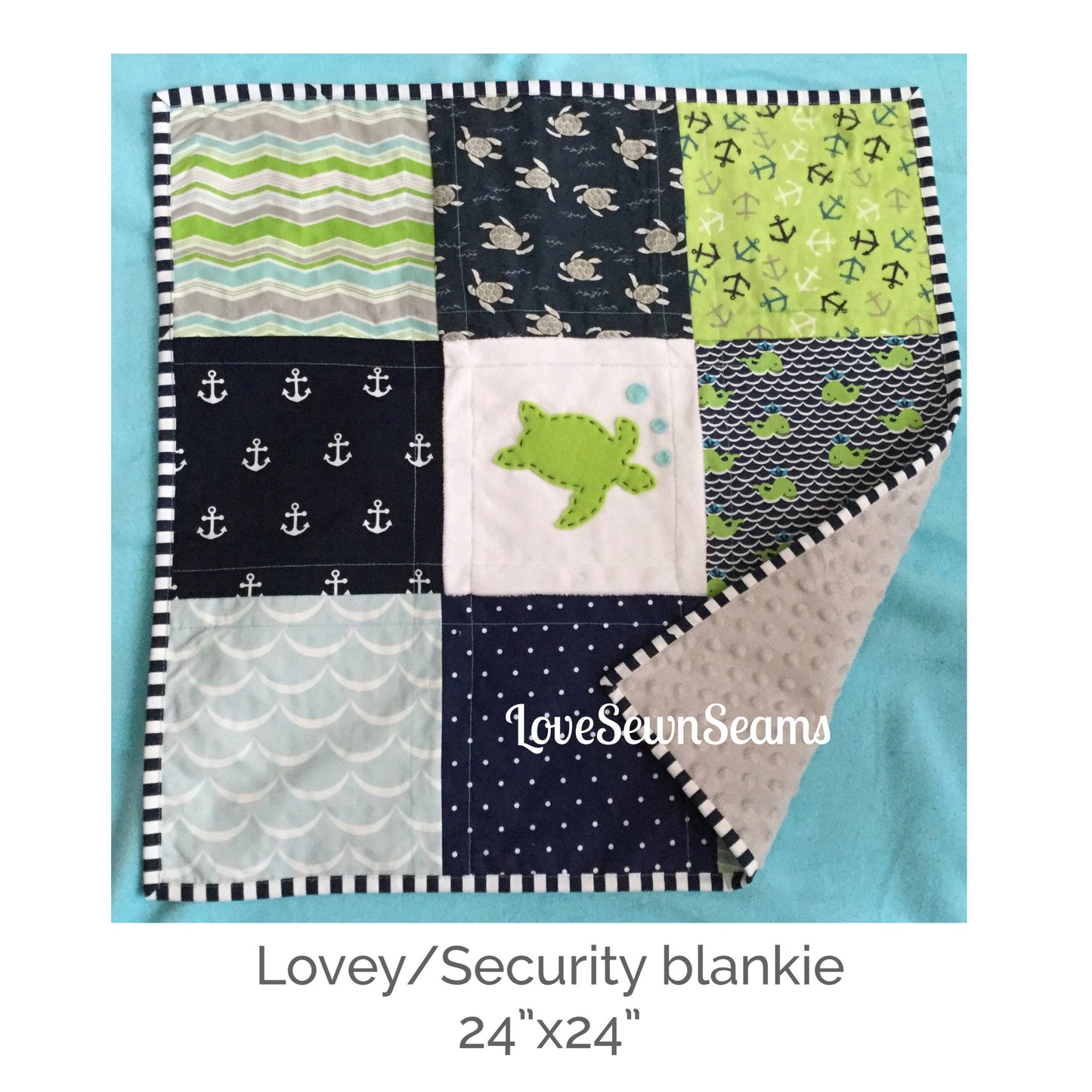 Sea Turtle Quilt/Select your Minky color/Sea Turtle/Sea Turtle Nursery/Coastal quilt/Sea Turtle blanket/Baby bedding/Handmade quilt