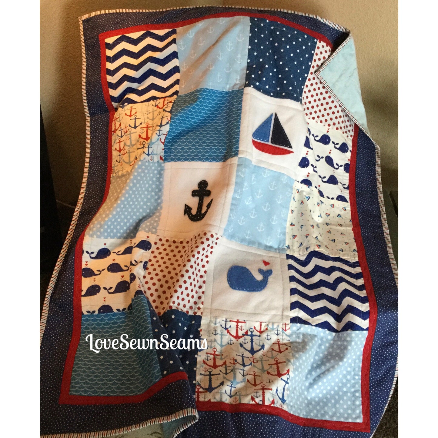 Perfect gift/Nautical Baby Quilt/Baby quilt/Handmade in USA Baby quilt/Cuddle quilt/Swaddle quilt