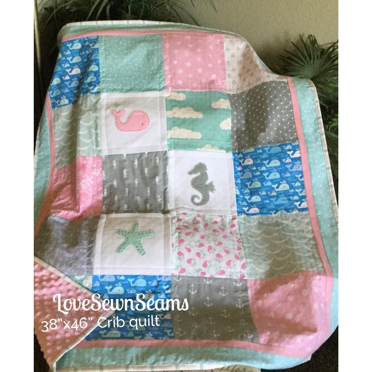 SEASIDE quilt/MADE to ORDER/Nautical Quilt/Ocean quilt/Sea Life quilt/baby quilt/girls nautical quilt