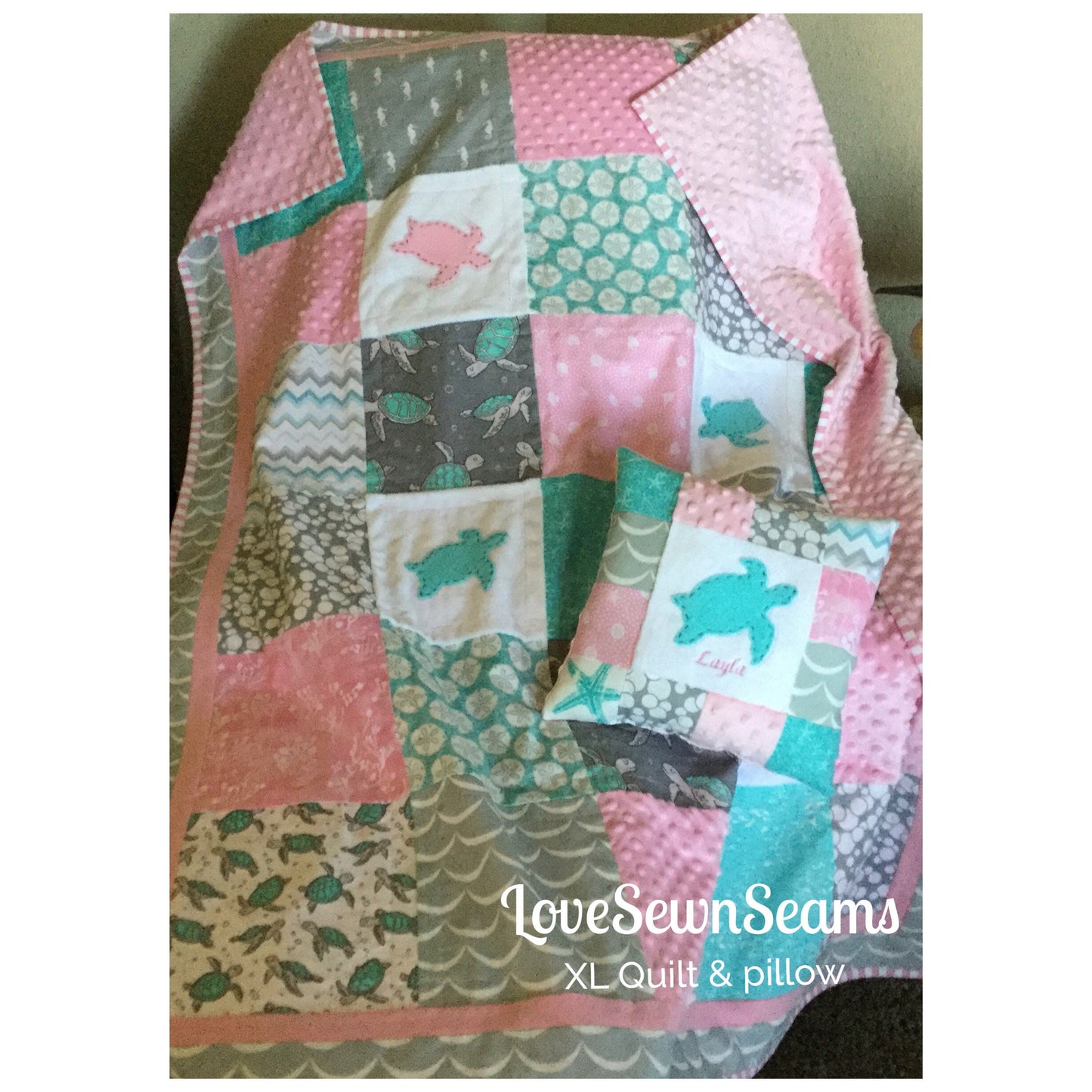 MADE TO ORDER/Sea Turtle Quilt/Sea Turtle Crib bedding/Sea Turtle Baby blanket/Sea Turtle accent pillow