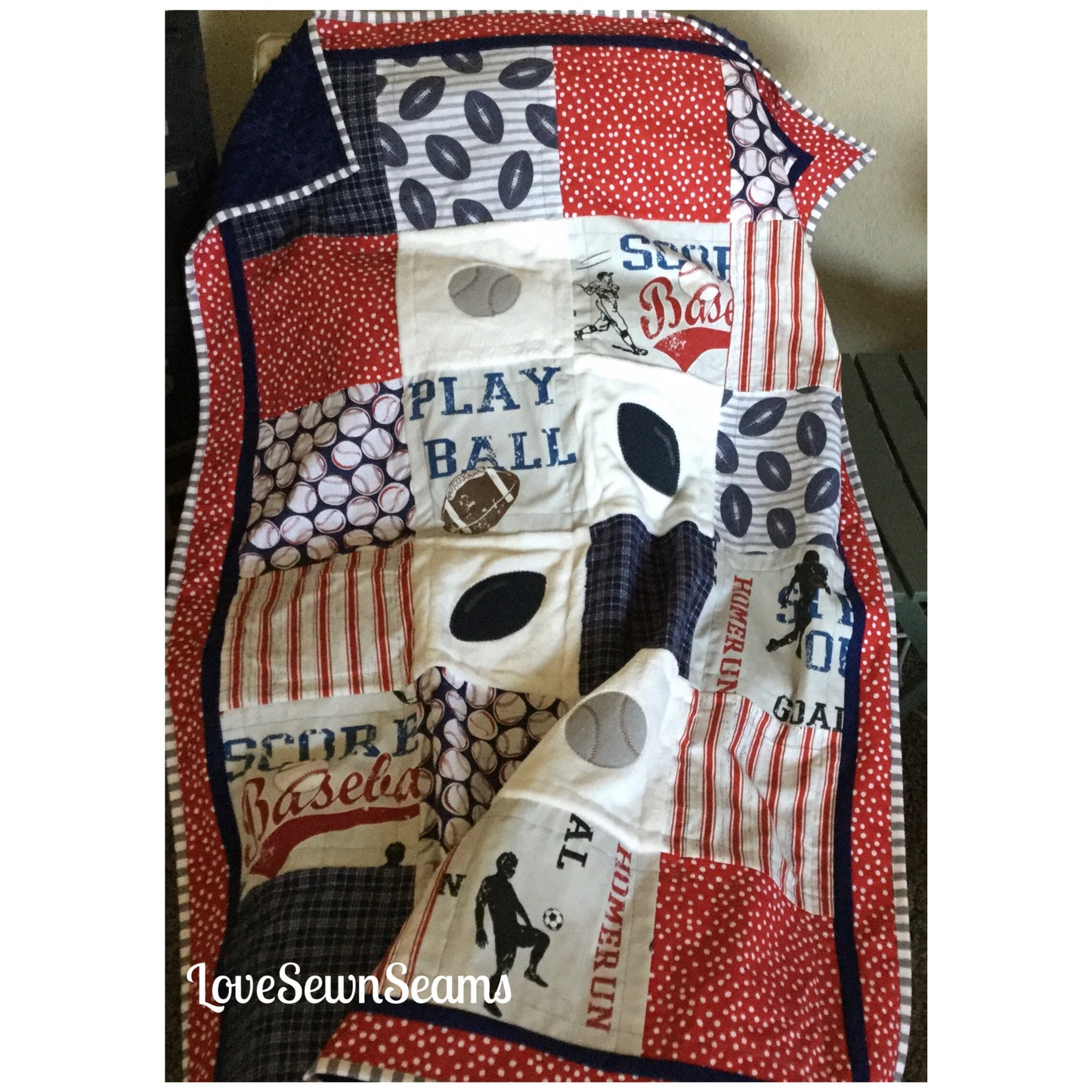 Sports quilt/Football quilt/Baseball quilt/Baseball Baby quilt