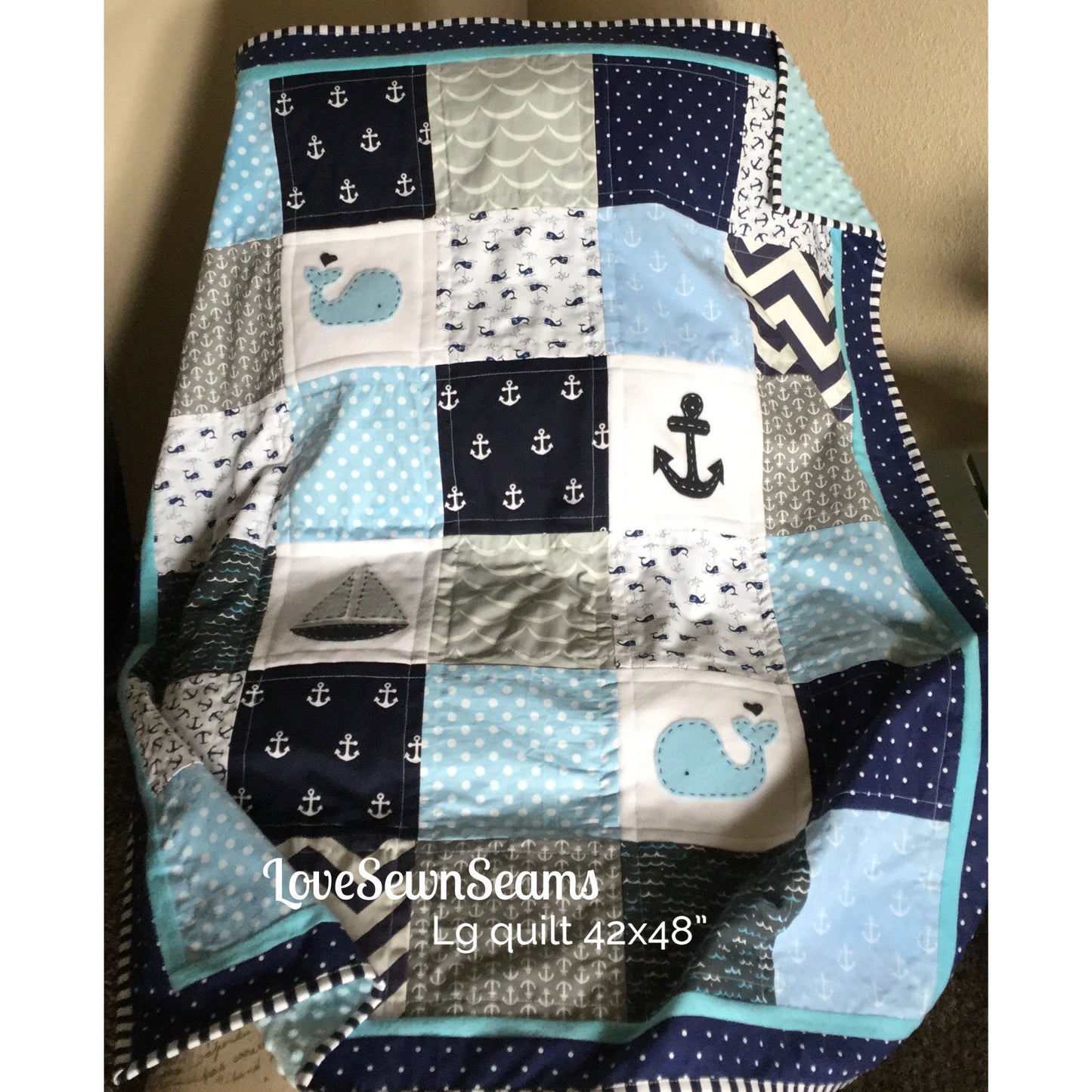 Nautical baby quilt/Nautical quilt/Coastal quilt/Sailboat quilt/Modern baby quilt