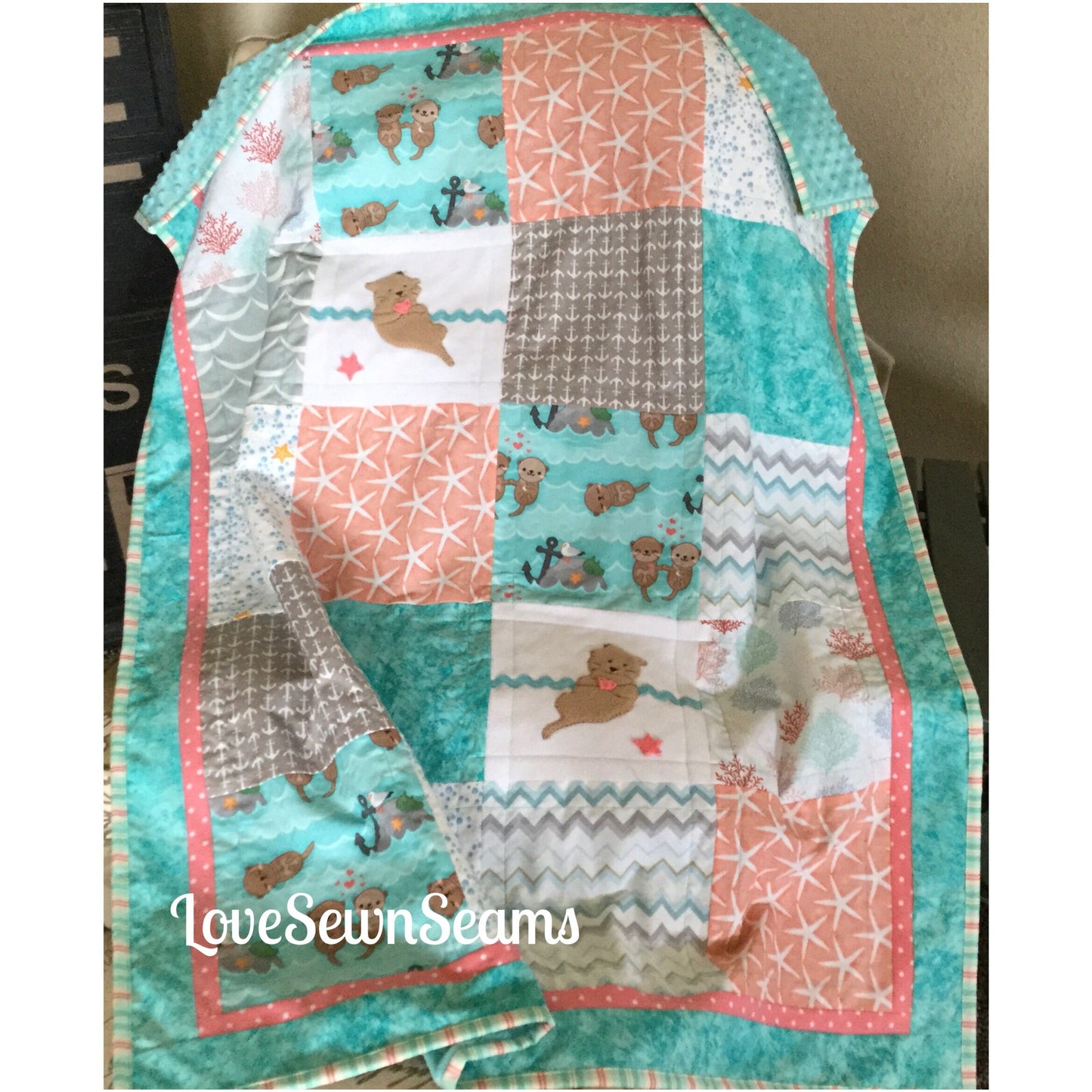 Sea Otter quilt/Lovey/Sea otter/baby quilt