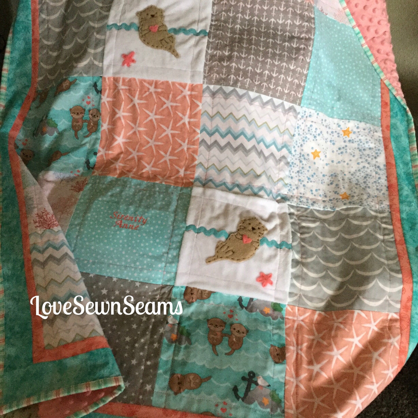 Sea Otter quilt/Lovey/Sea otter/baby quilt